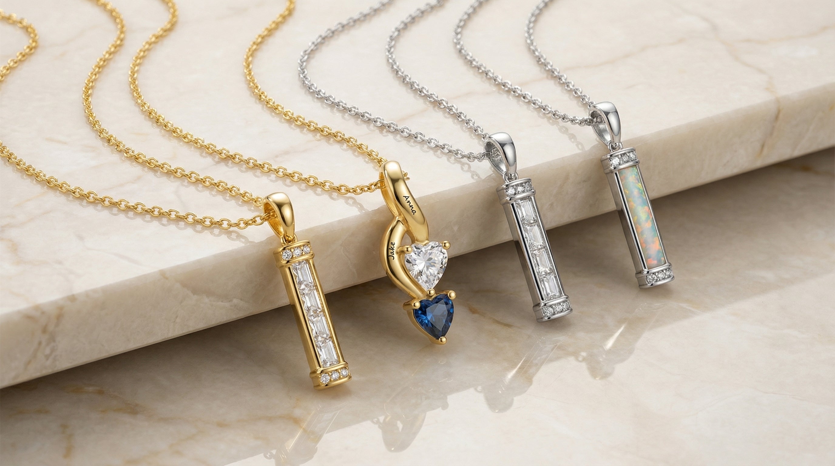 14k gold birthstone necklace - hero image