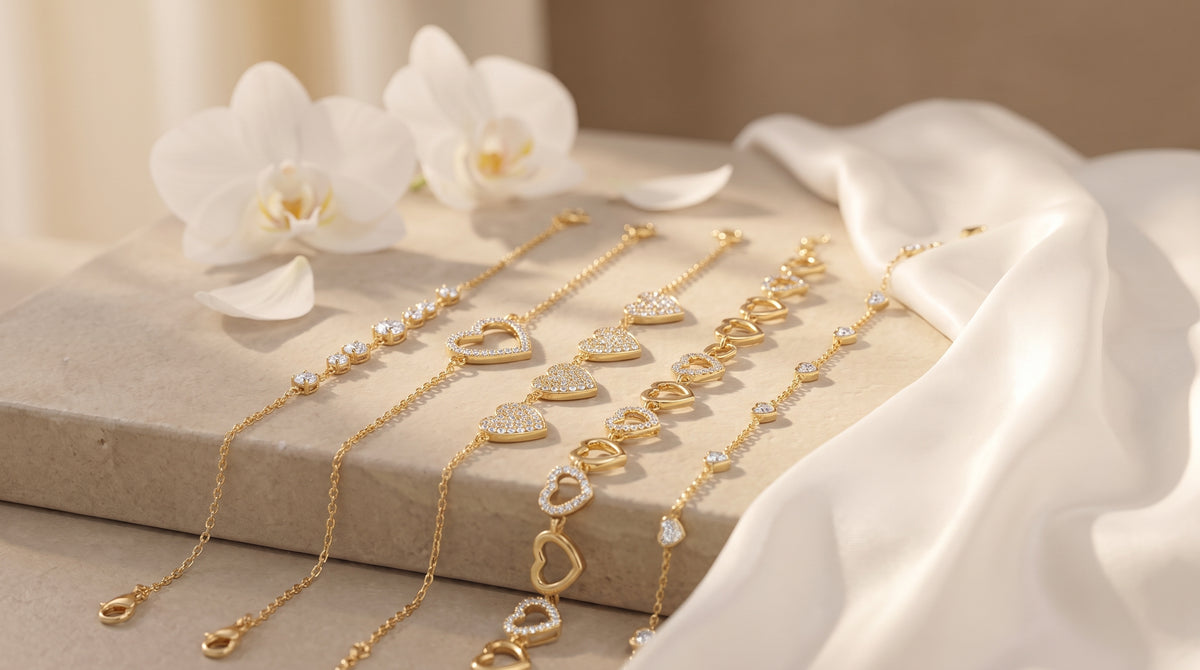 14k gold bracelet womens editorial image