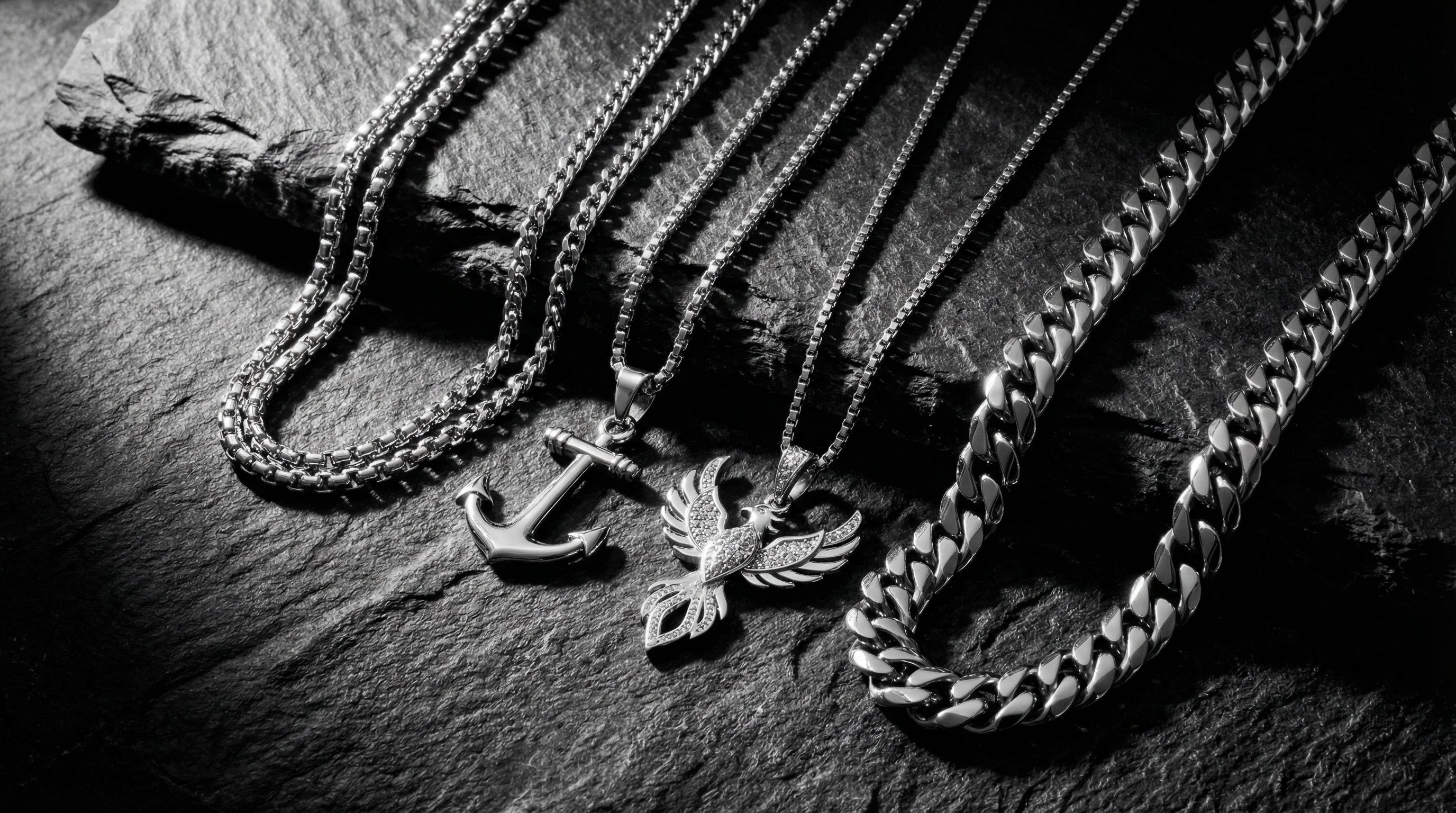 925 sterling silver mens necklace with pendant - hero image