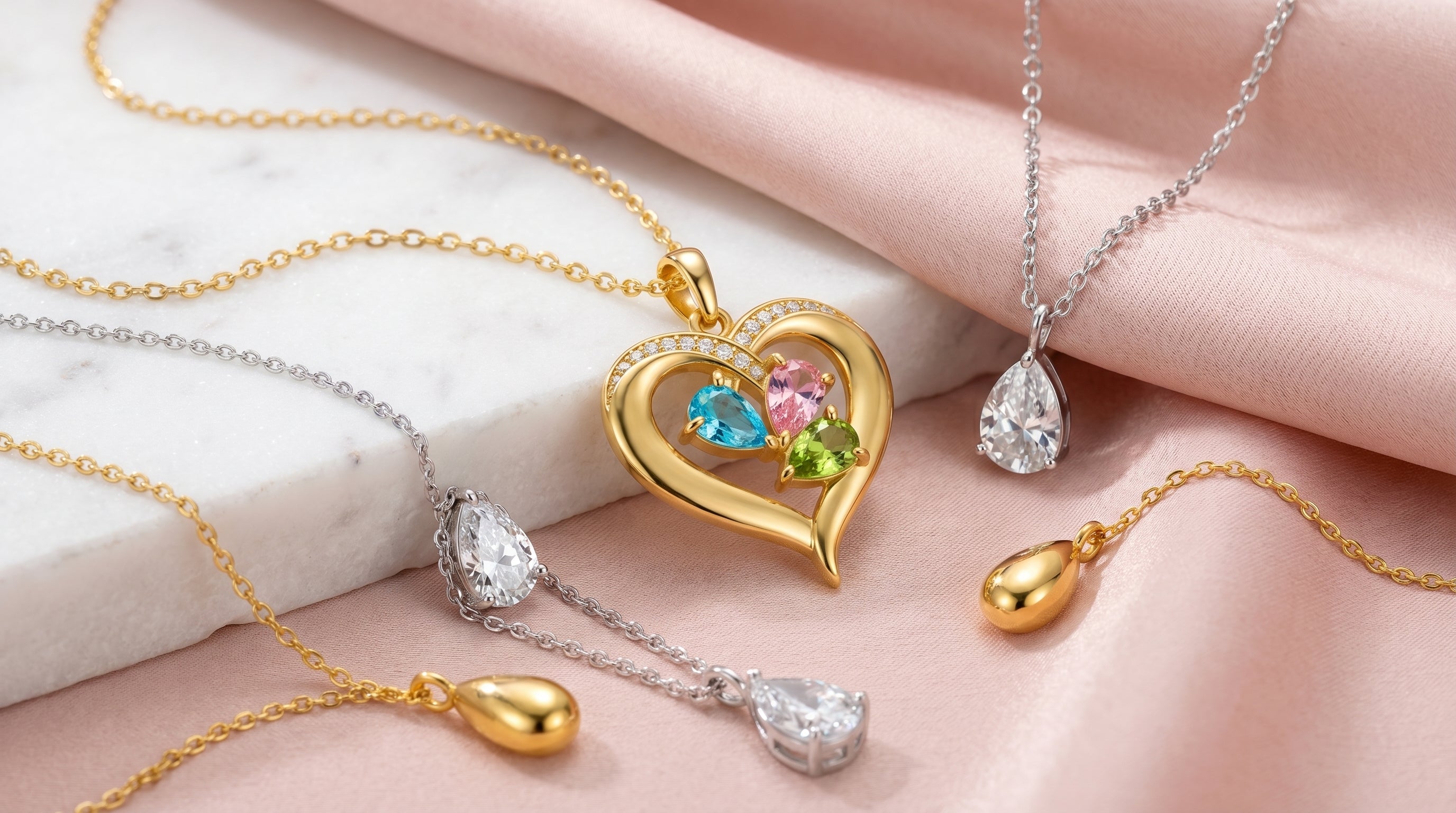 birthstone necklace 3 stones - hero image