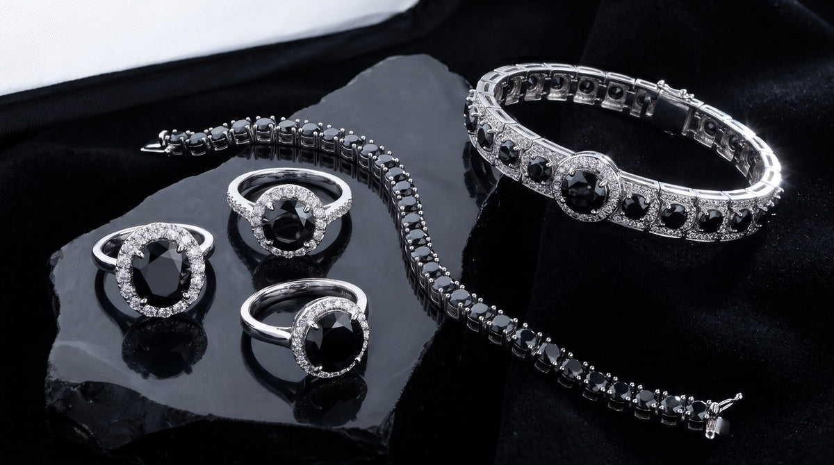 black moissanite bracelet editorial image