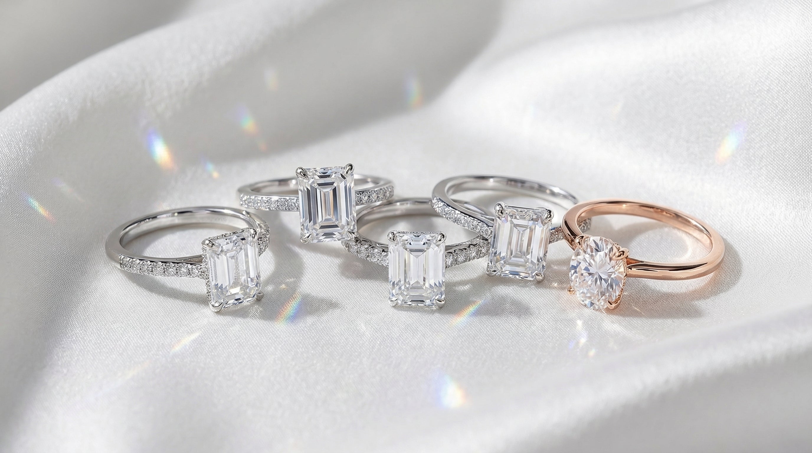 emerald cut engagement rings white gold - hero image