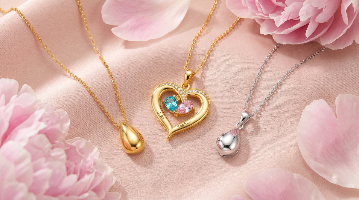 gold mothers day necklace editorial image