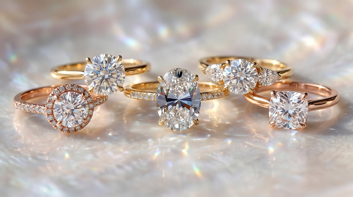 moissanite engagement ring gold editorial image