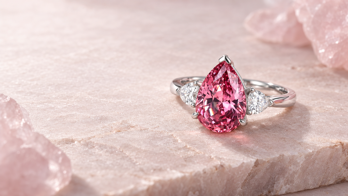 pink tourmaline ring editorial image
