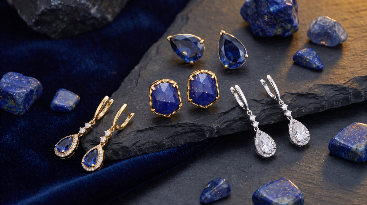 september birthstone earrings editorial image