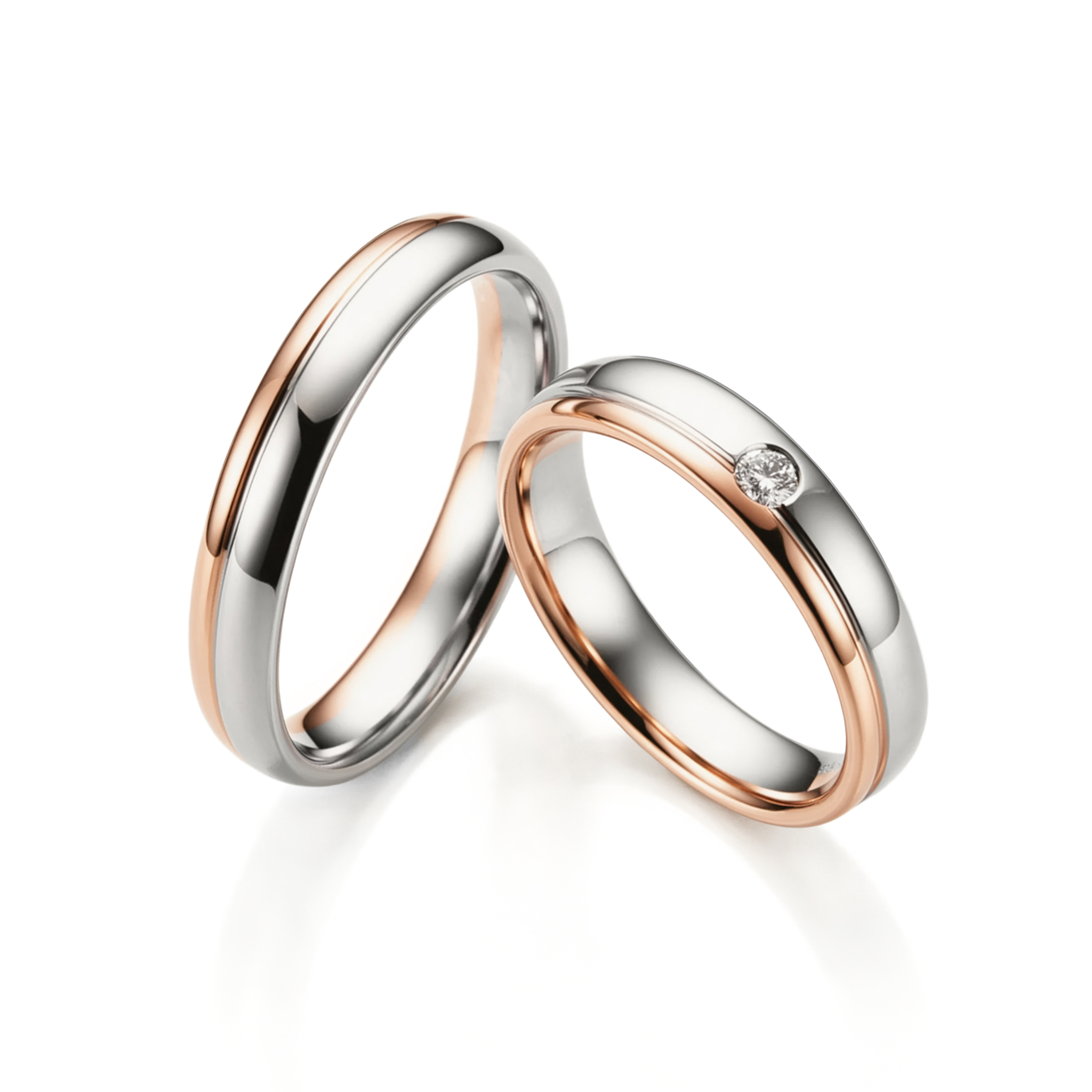 The White Rose-Inlay Couples Rings - View 1