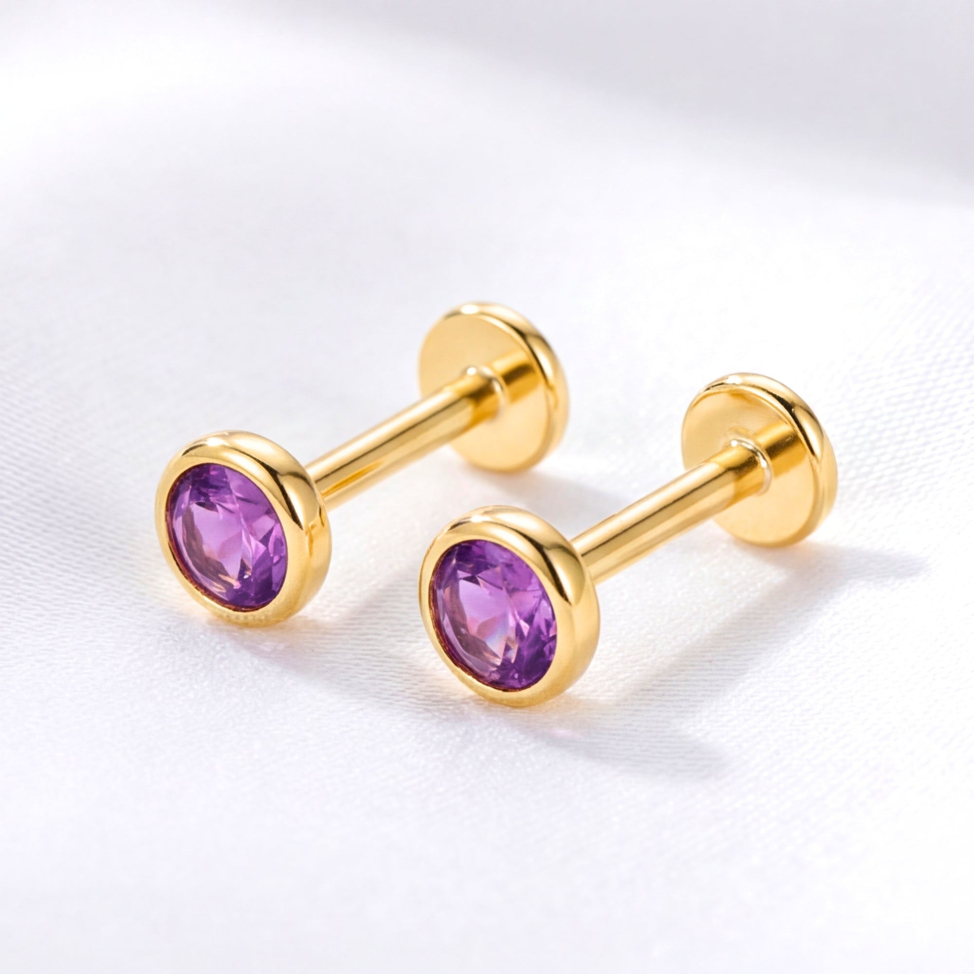 The Amara Bezel Studs - 18K Gold Vermeil