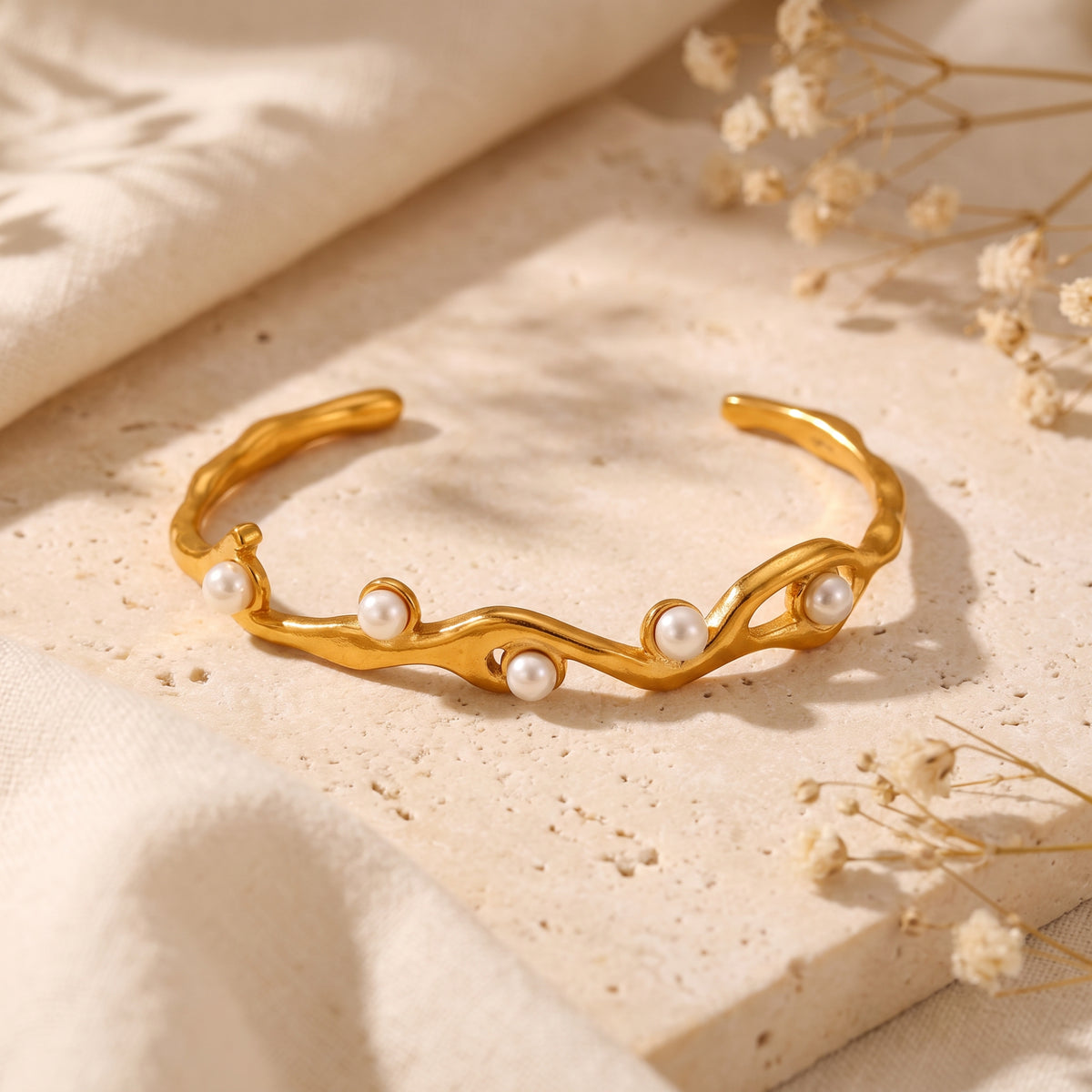 The Sculptural Pearl Cuff Bracelet