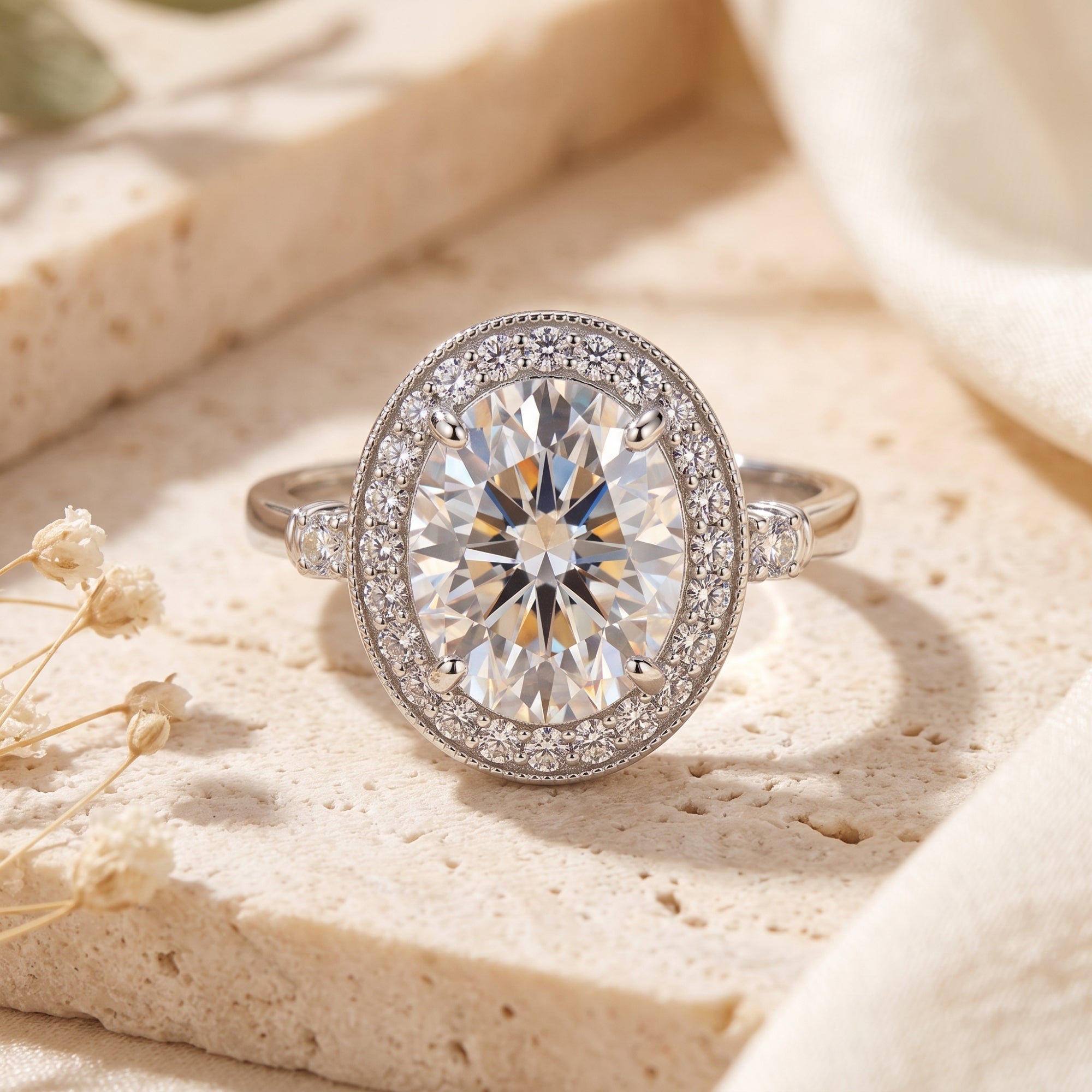 The Sovereign Oval Halo Ring