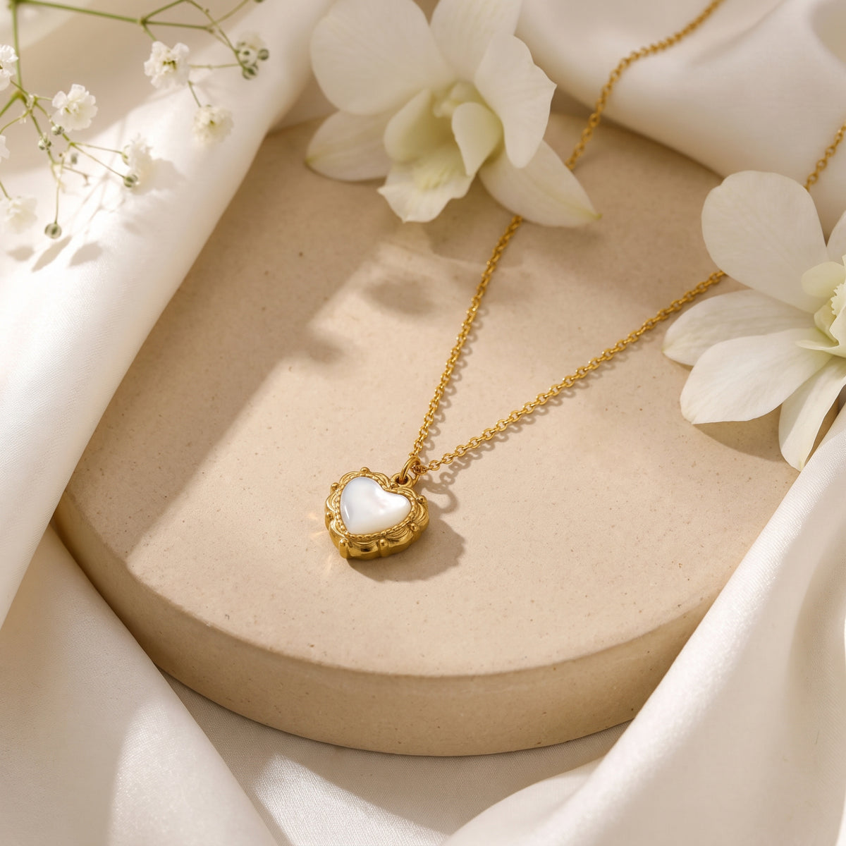 The Mother of Pearl Heart Necklace