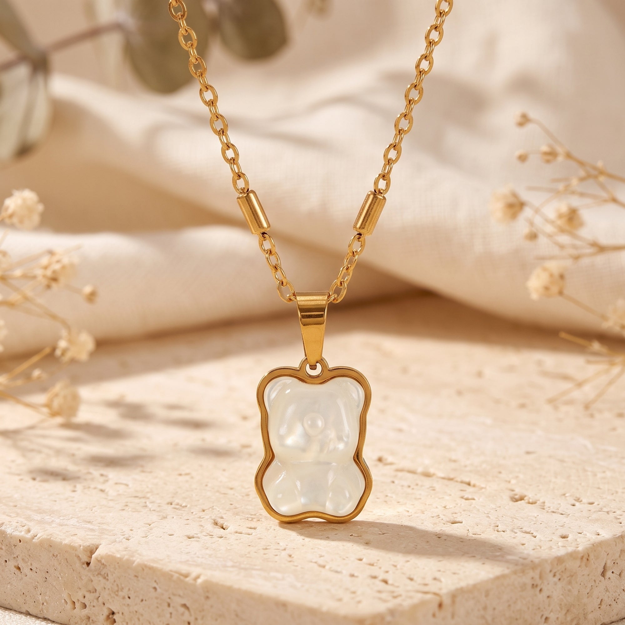 The Pearlescent Bear Necklace