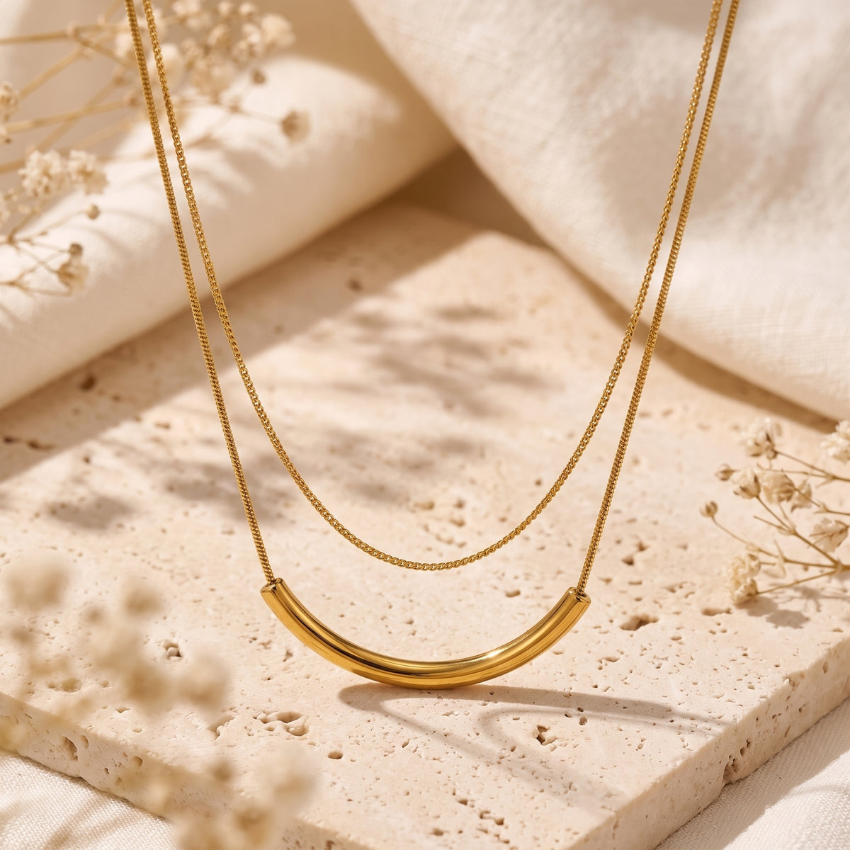 The Layered Arc Bar Necklace