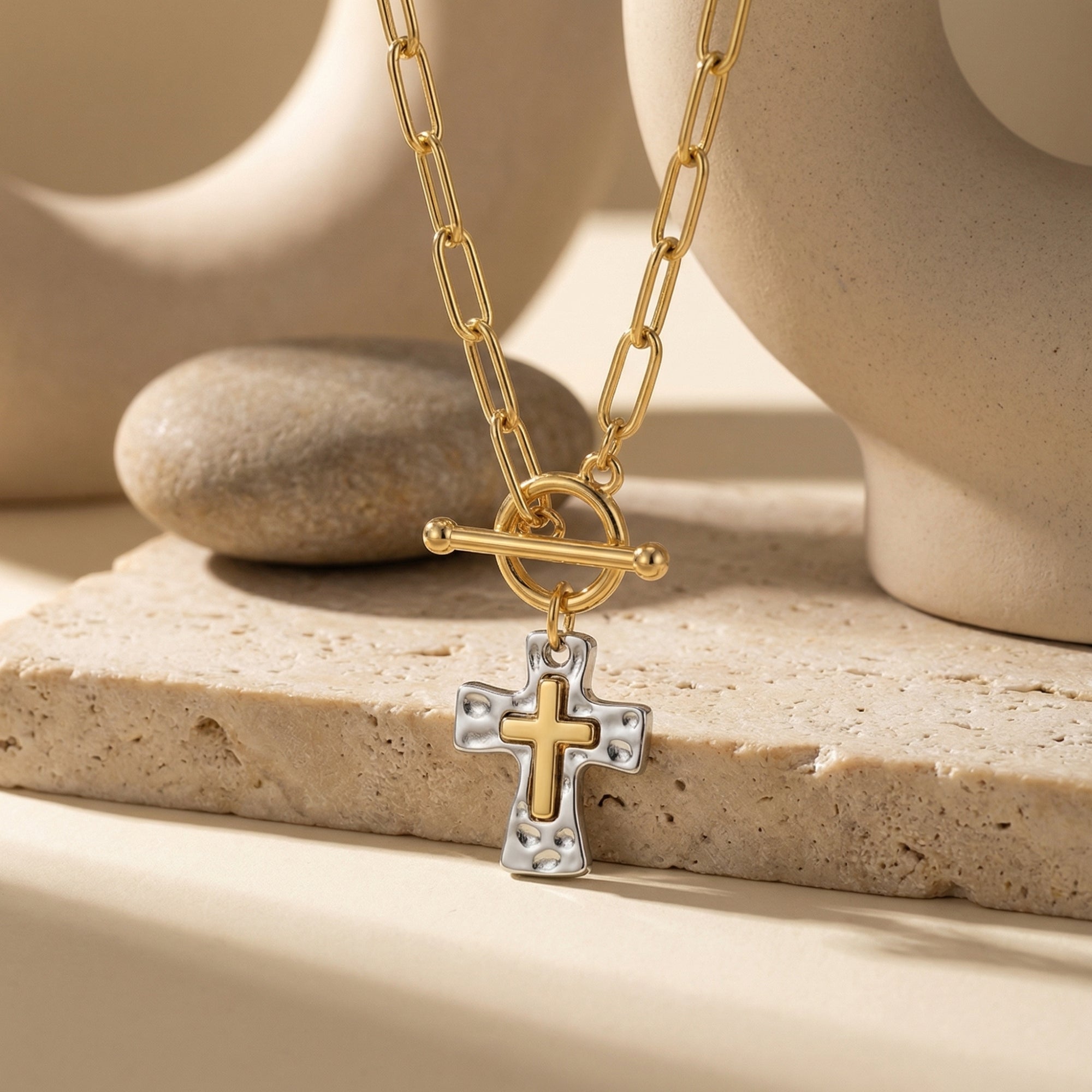 The Hammered 'Steadfast Cross' Necklace