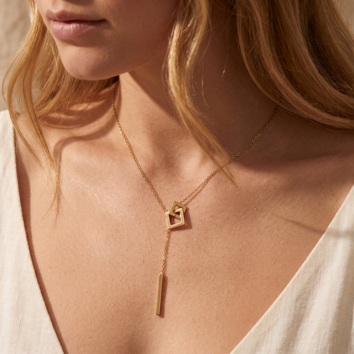 The Square Link Lariat Necklace