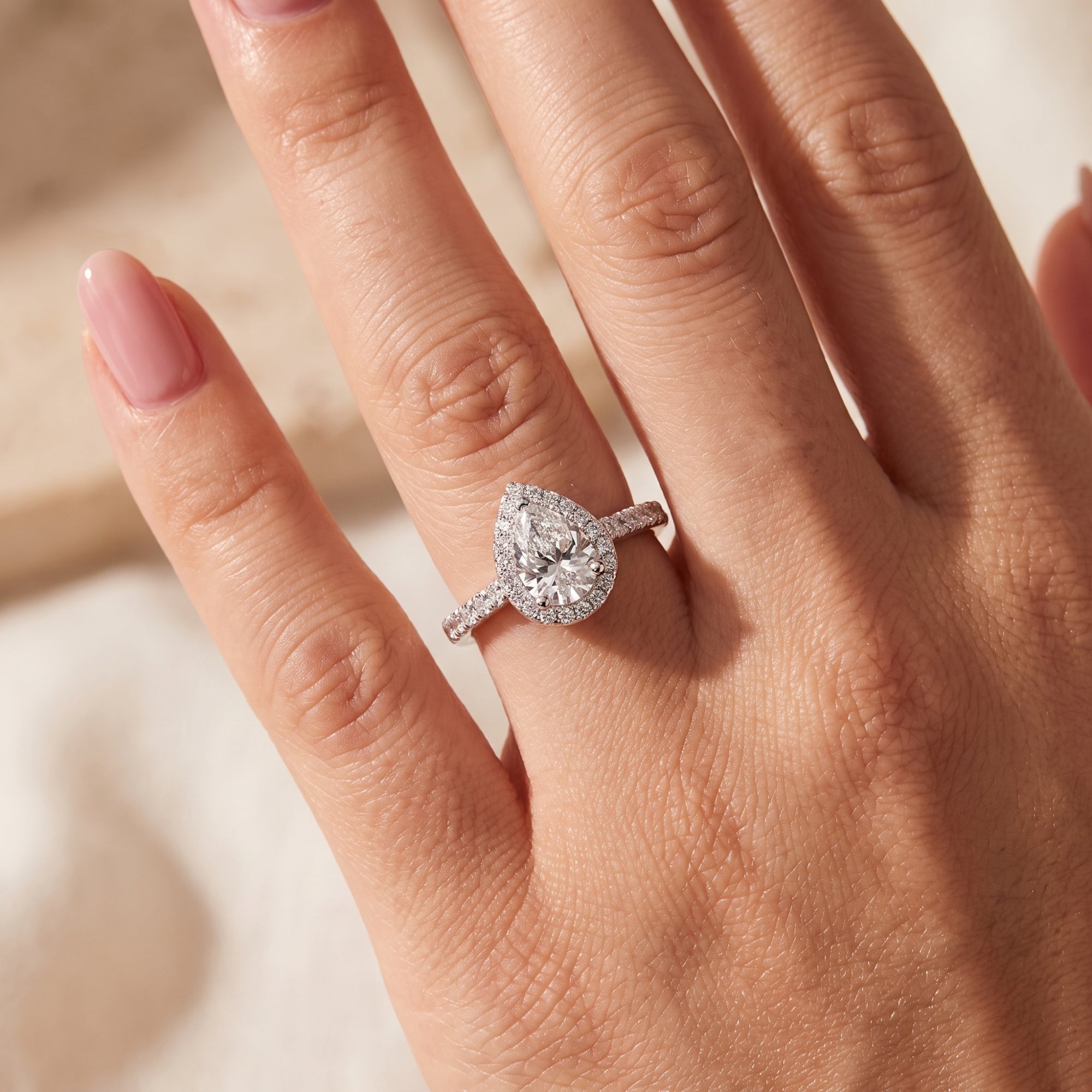 The Aria Teardrop Halo Ring