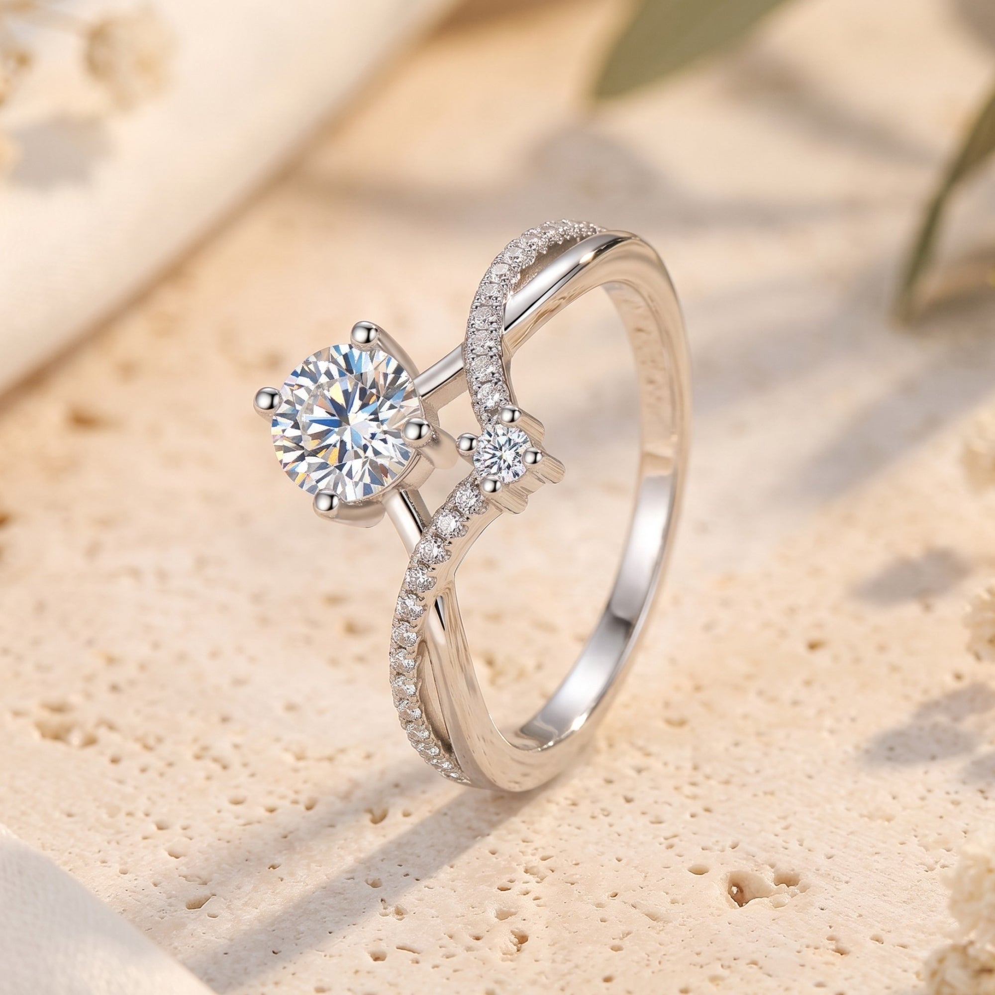 The Chevron Solitaire Ring