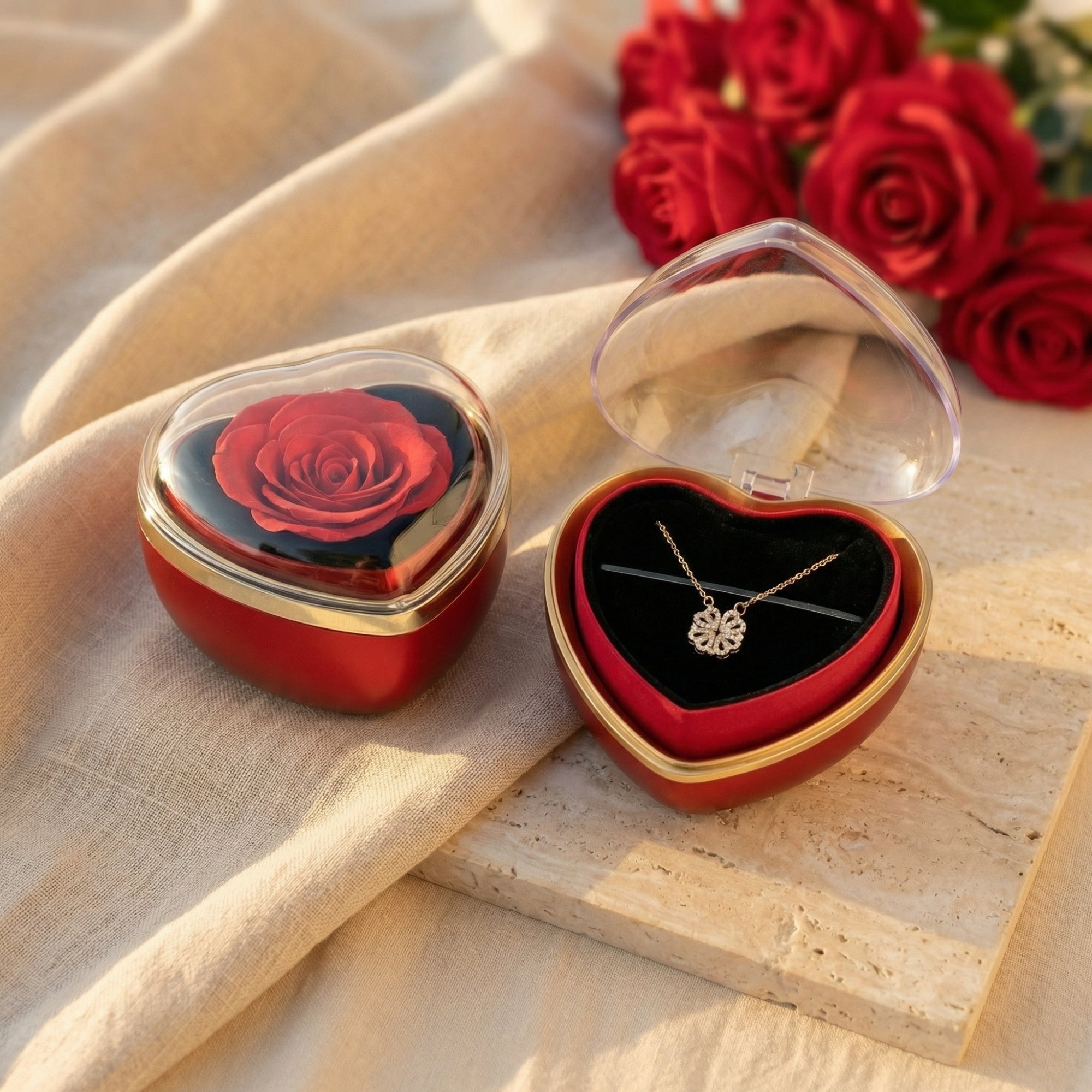 The 'Everlasting Hearts' Clover Necklace