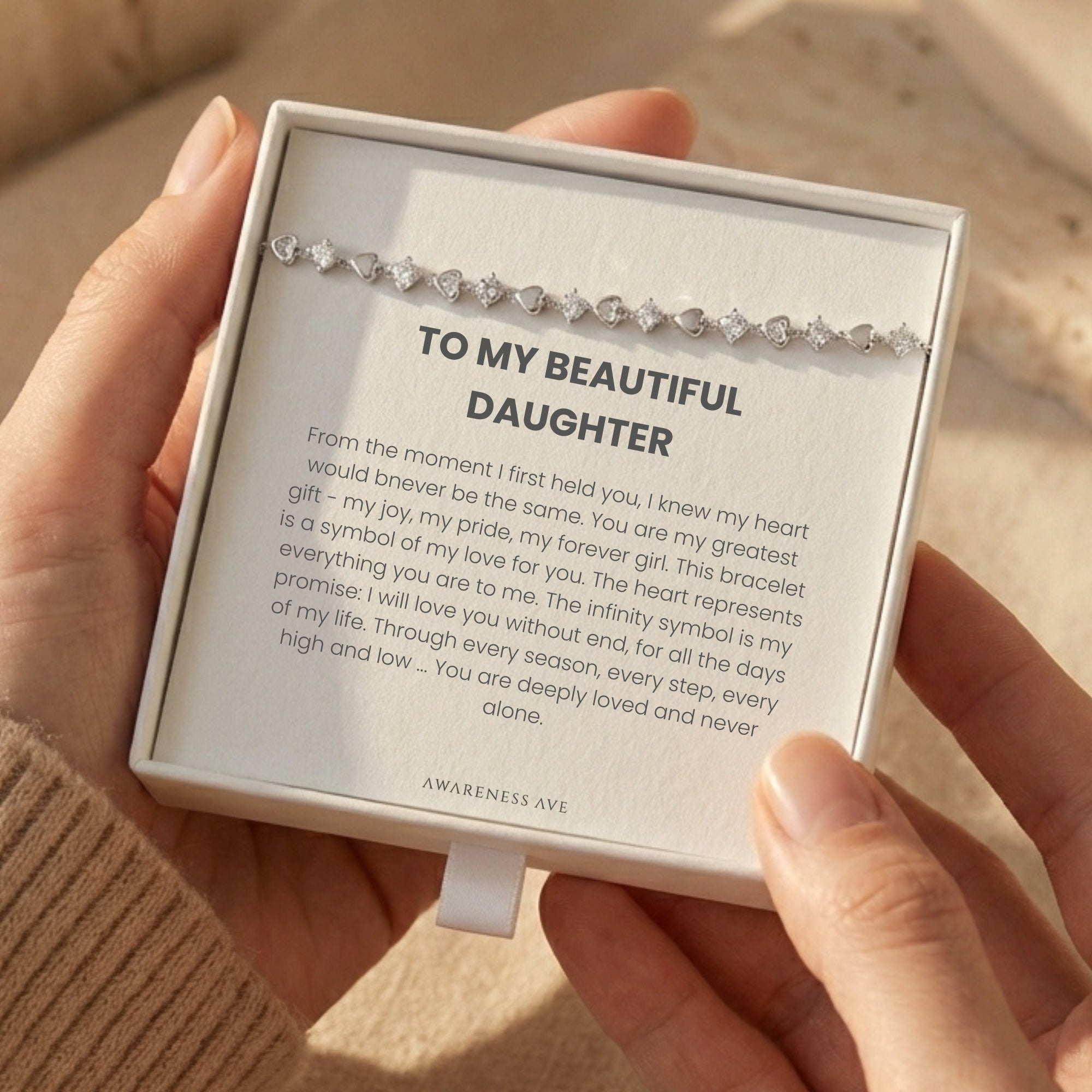 The 'Cherished Daughter' Silver Bracelet