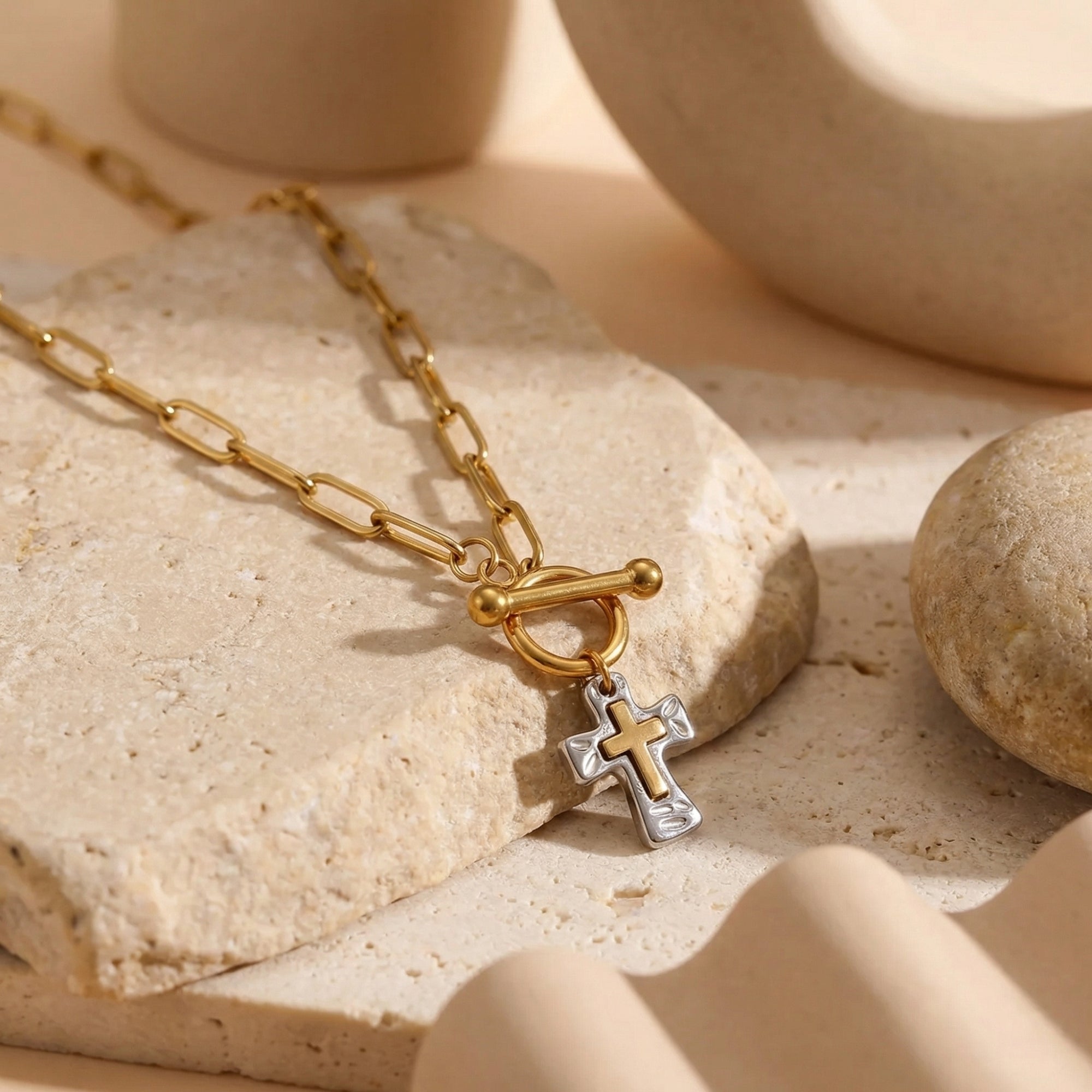 The Hammered 'Steadfast Cross' Necklace