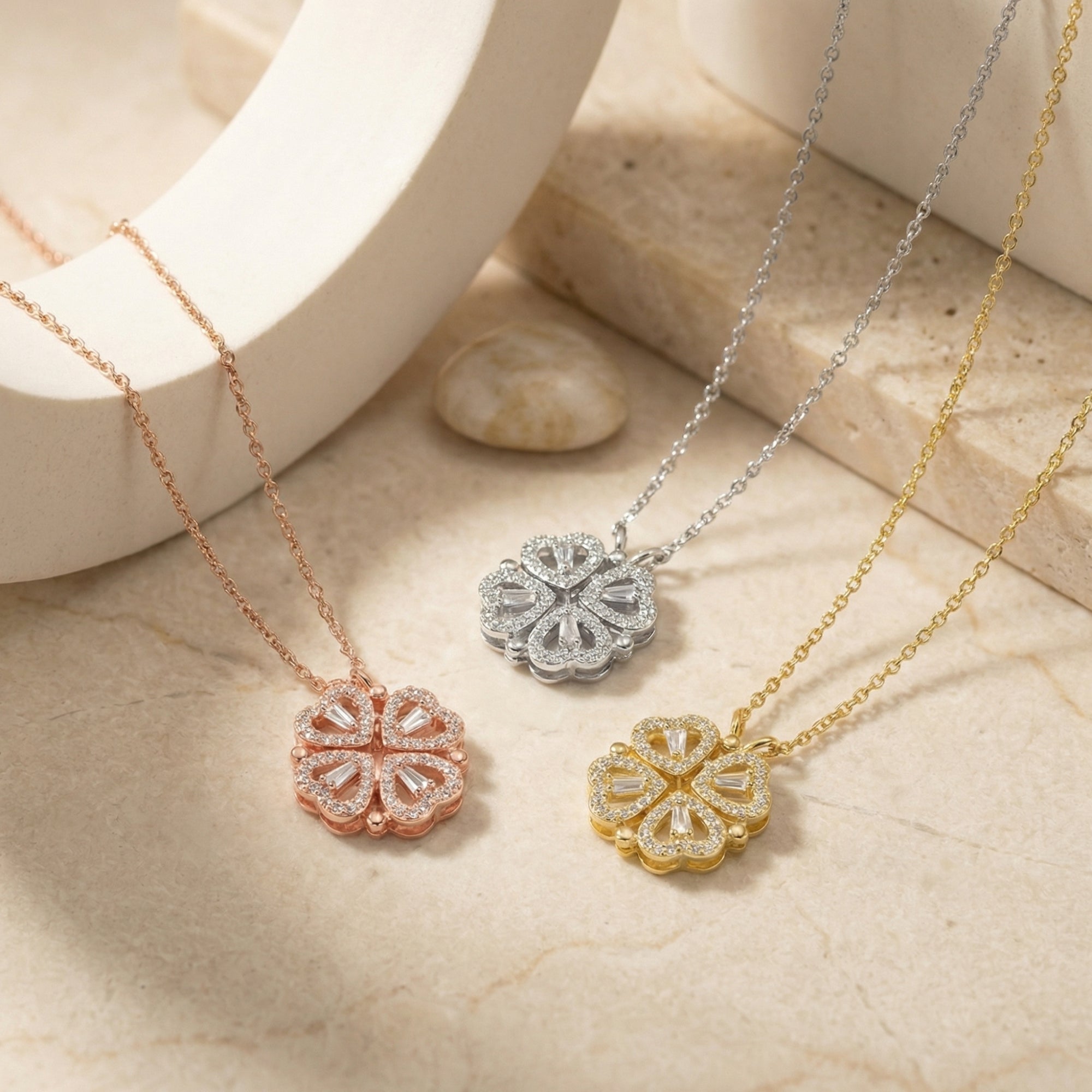 The 'Everlasting Hearts' Clover Necklace