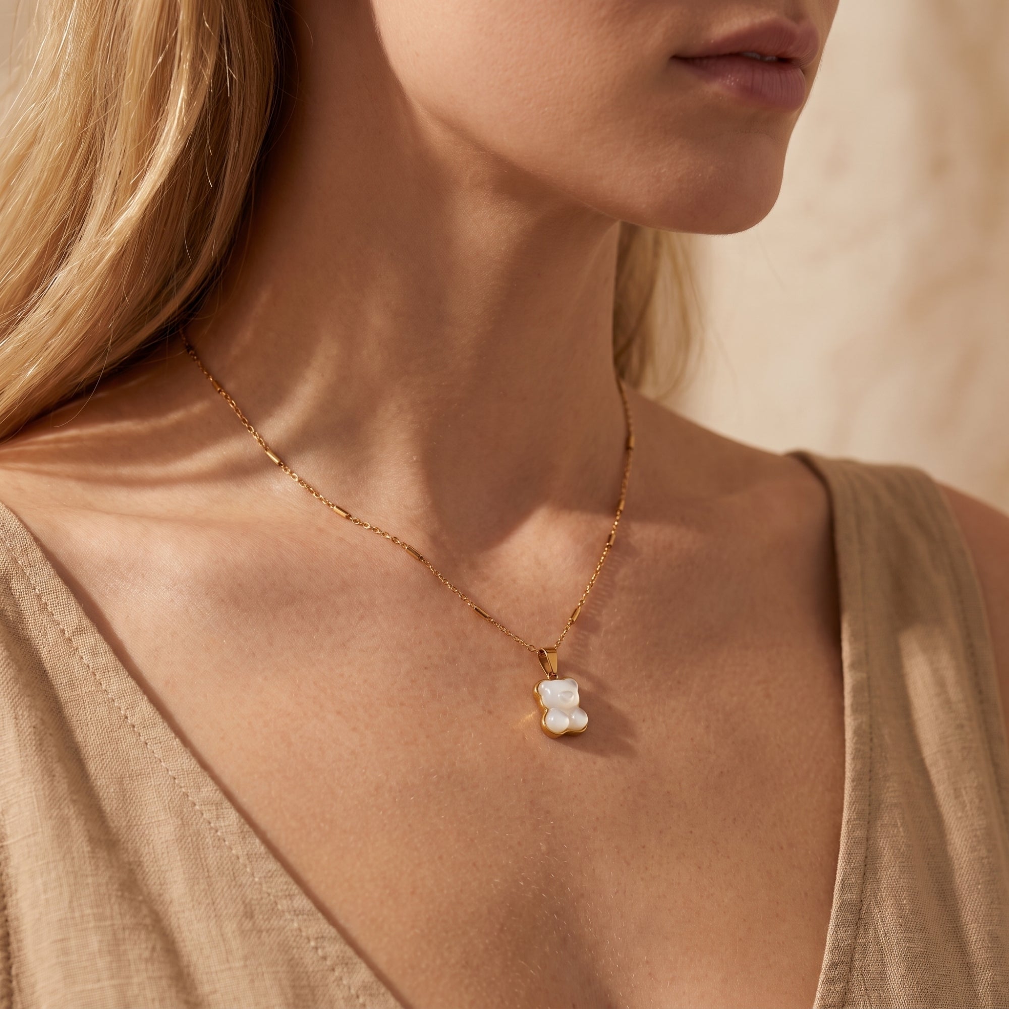 The Pearlescent Bear Necklace