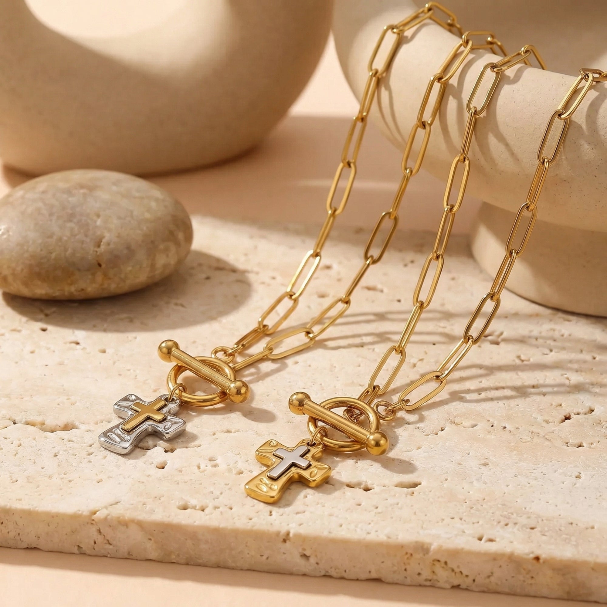 The Hammered 'Steadfast Cross' Necklace