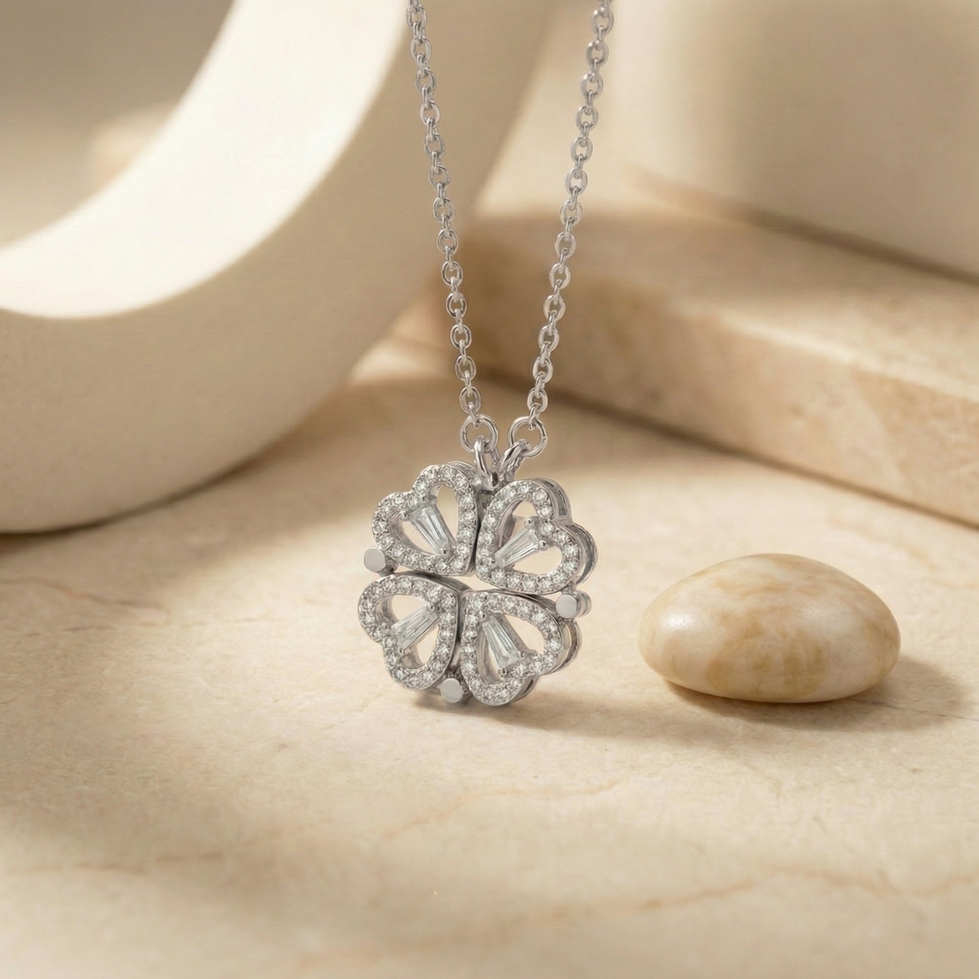 The 'Everlasting Hearts' Clover Necklace