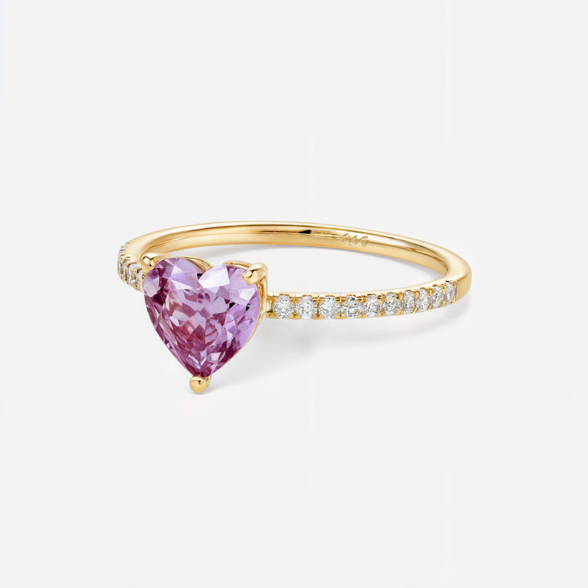 Bague de fiançailles en argent avec moissanite taille cœur
