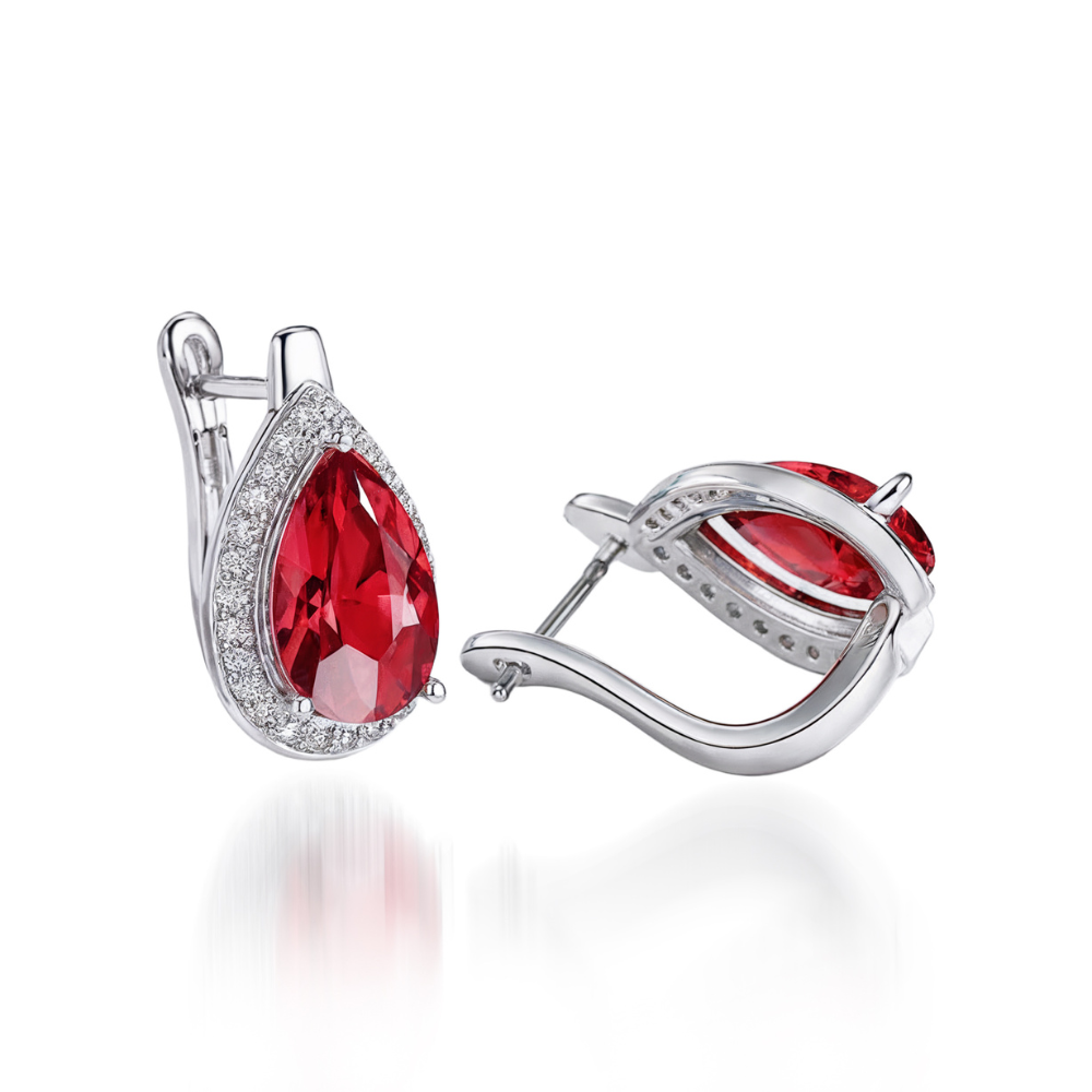 Teardrop Ruby Oorbellen