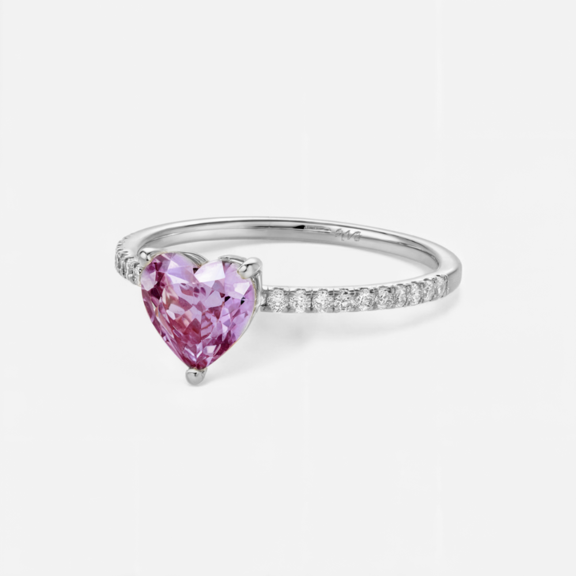 Bague de fiançailles en argent avec moissanite taille cœur