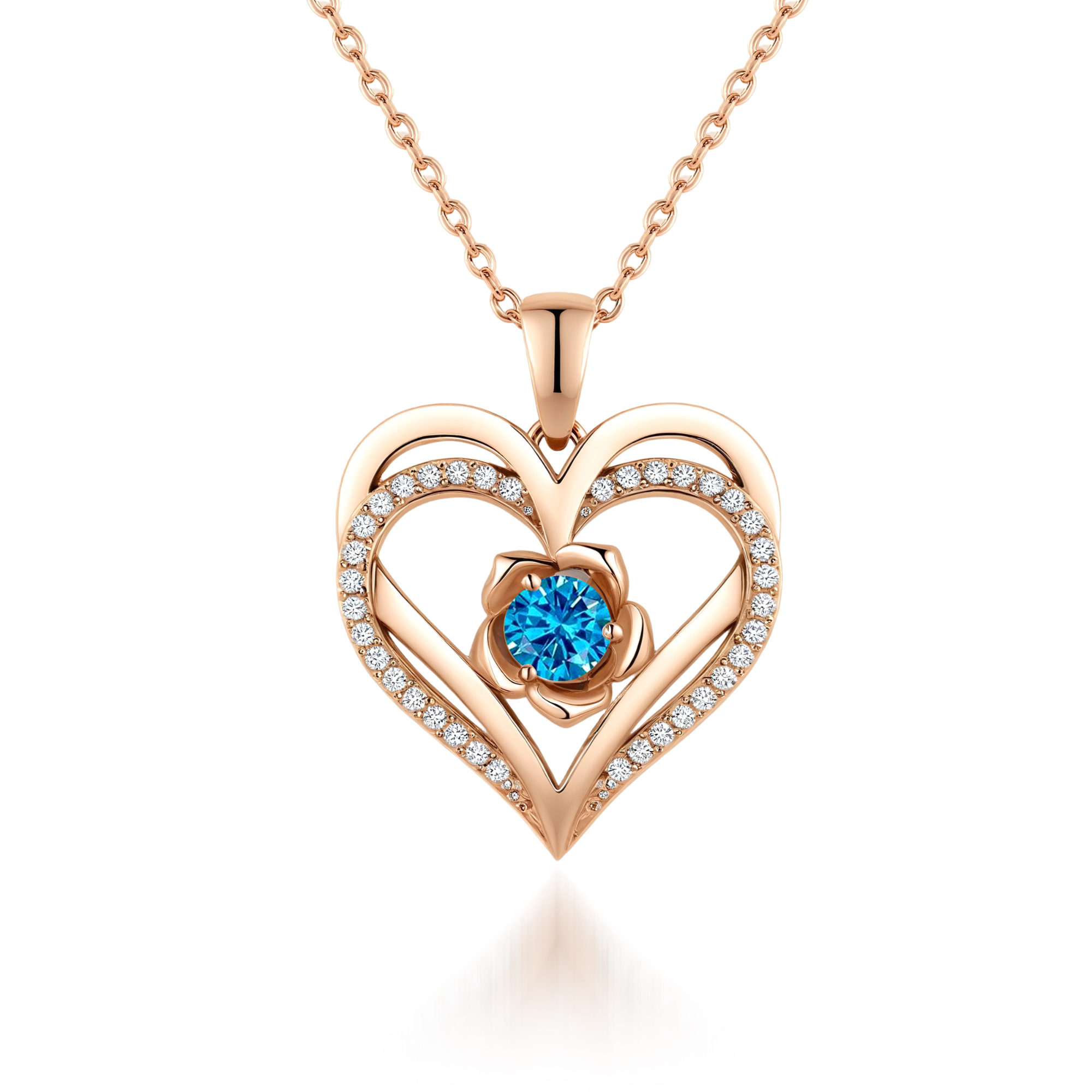Bloem Hart Geboortesteen Ketting Hanger
