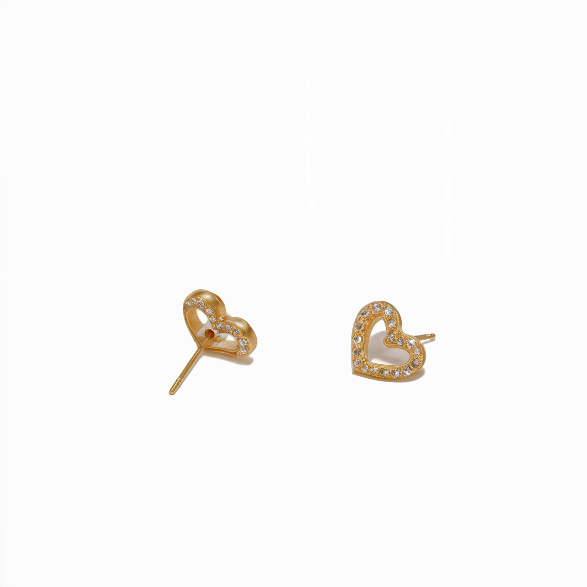 Boucles d'oreilles classiques à clous cœur ouvert
