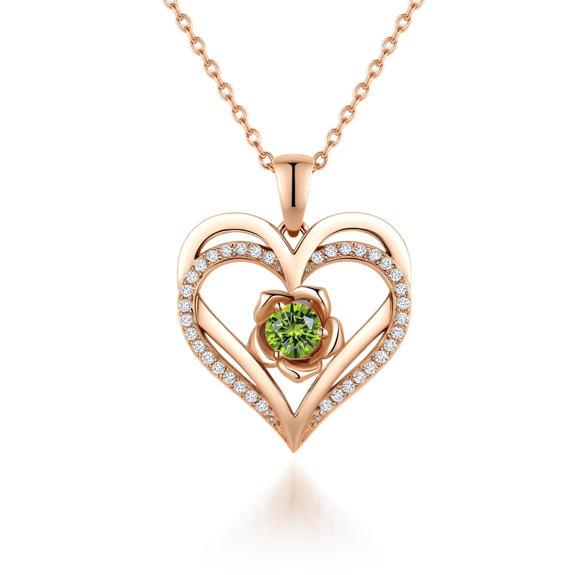 Bloem Hart Geboortesteen Ketting Hanger
