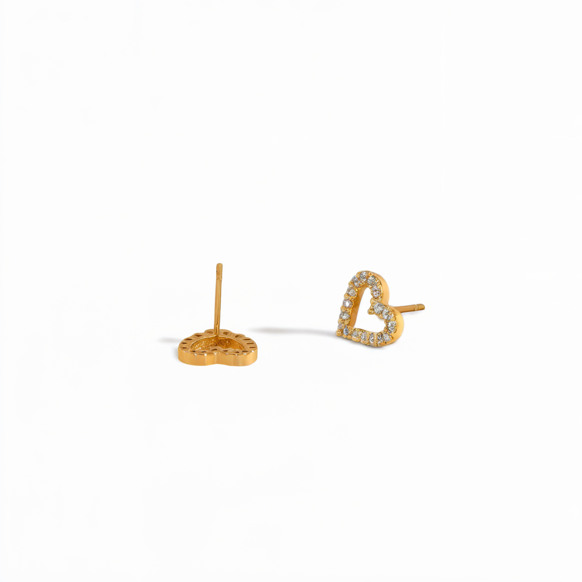 Boucles d'oreilles classiques à clous cœur ouvert