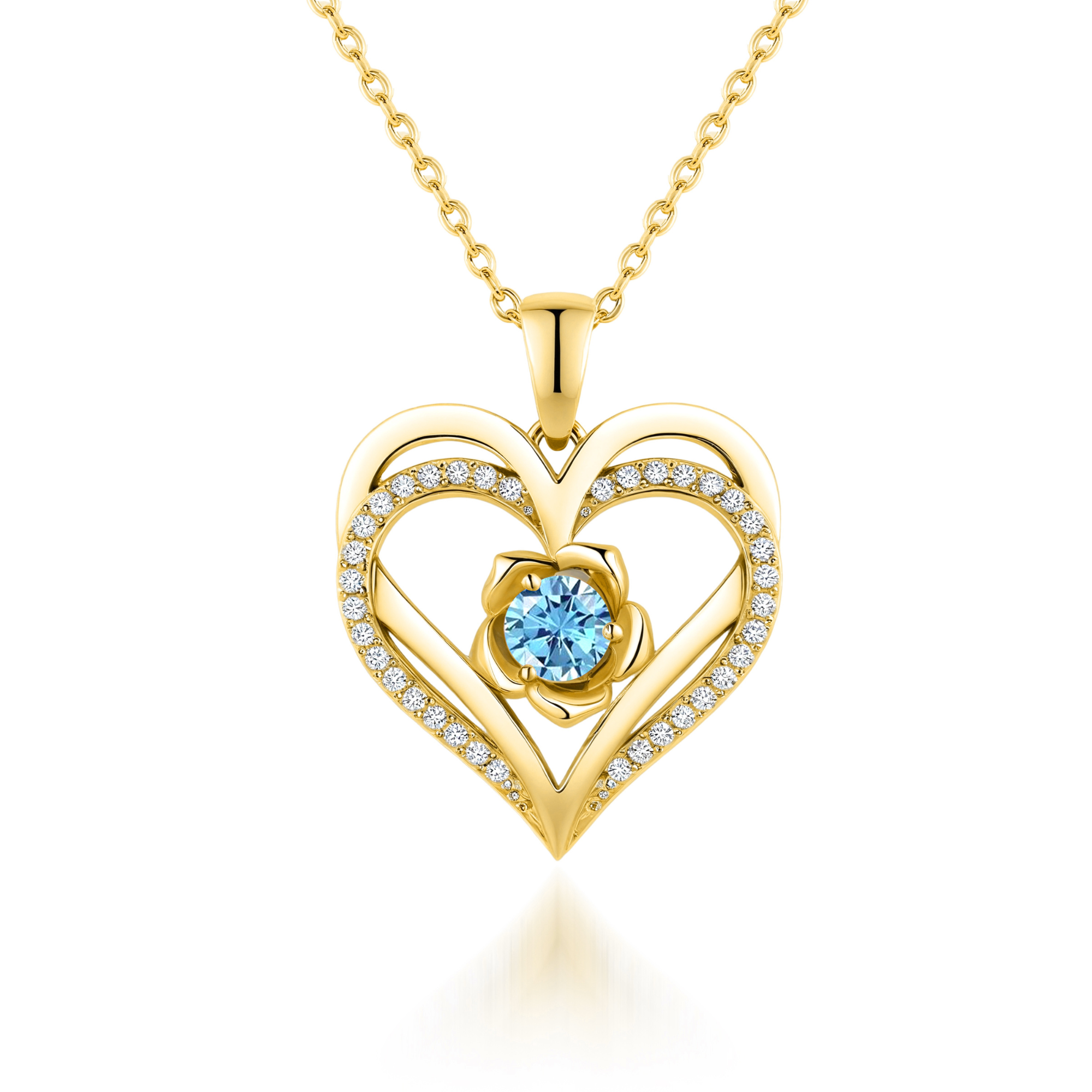 Bloem Hart Geboortesteen Ketting Hanger