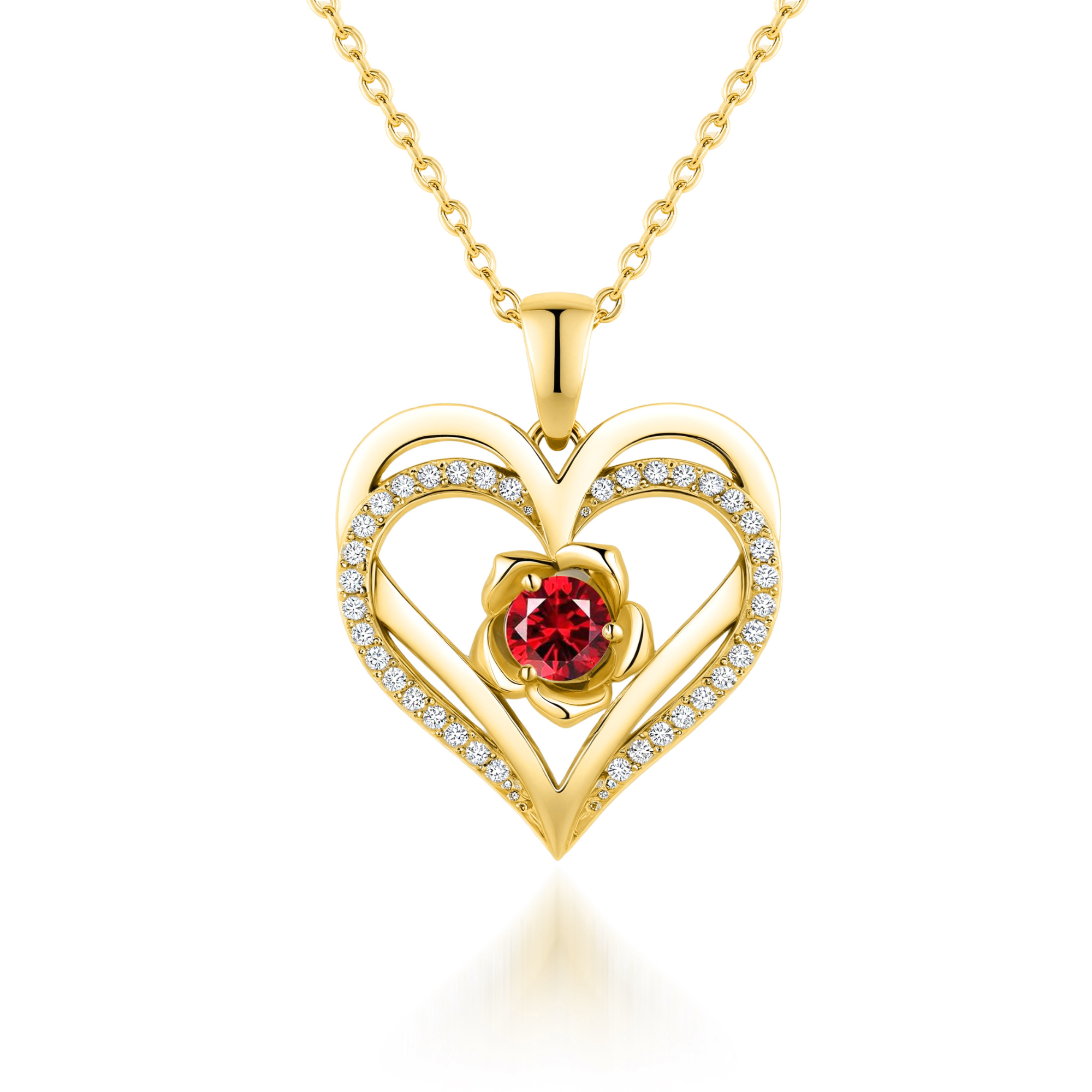 Bloem Hart Geboortesteen Ketting Hanger