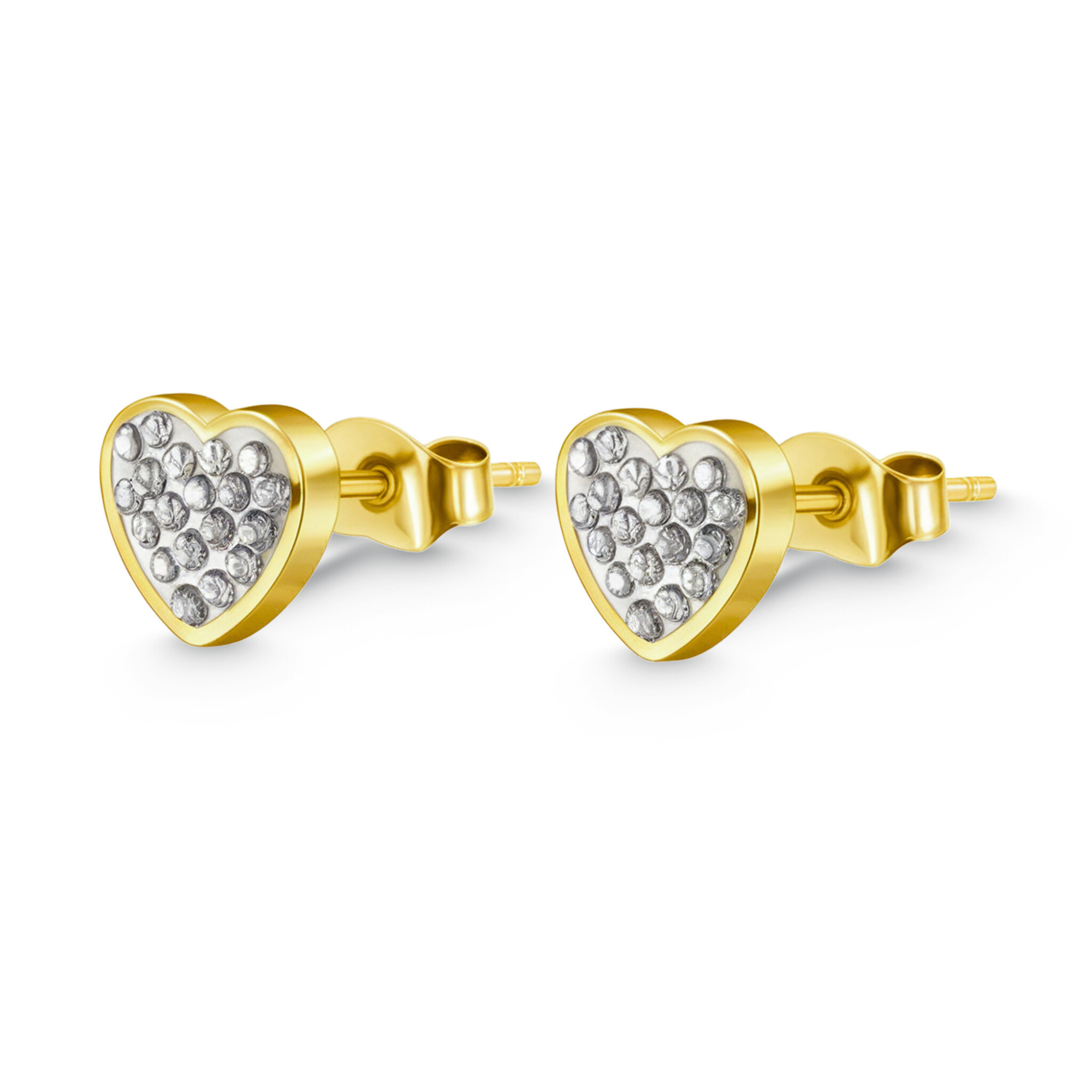 Diamanten Cluster Zilveren Hart Oorknopjes