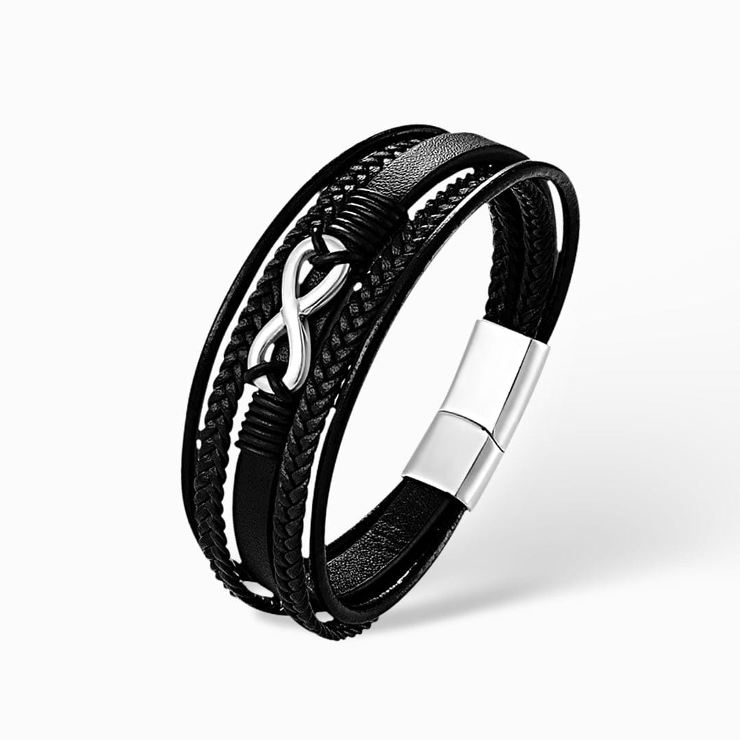 Heren Infinity Lederen Vlecht Armband