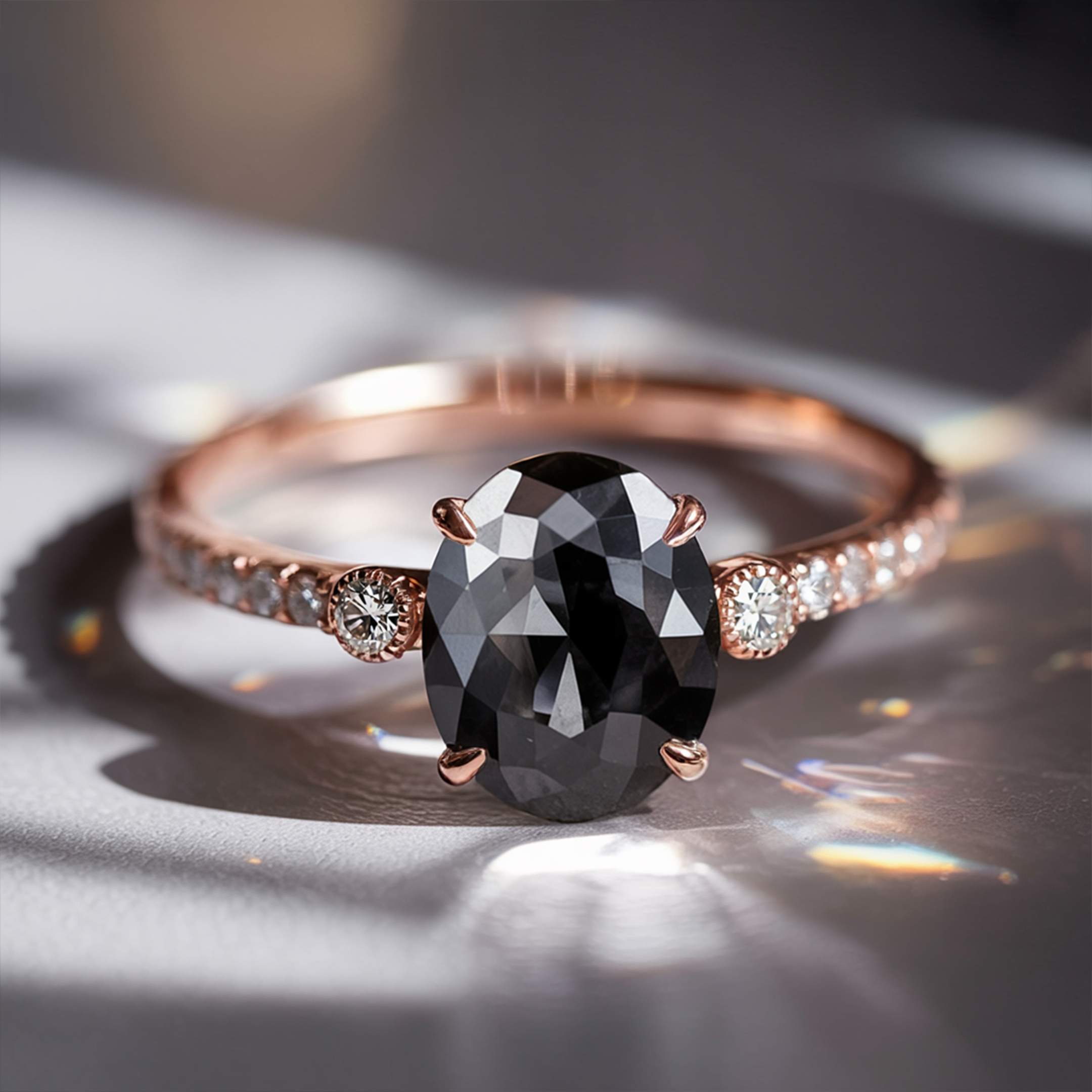 The Luna - Black Moissanite Ring