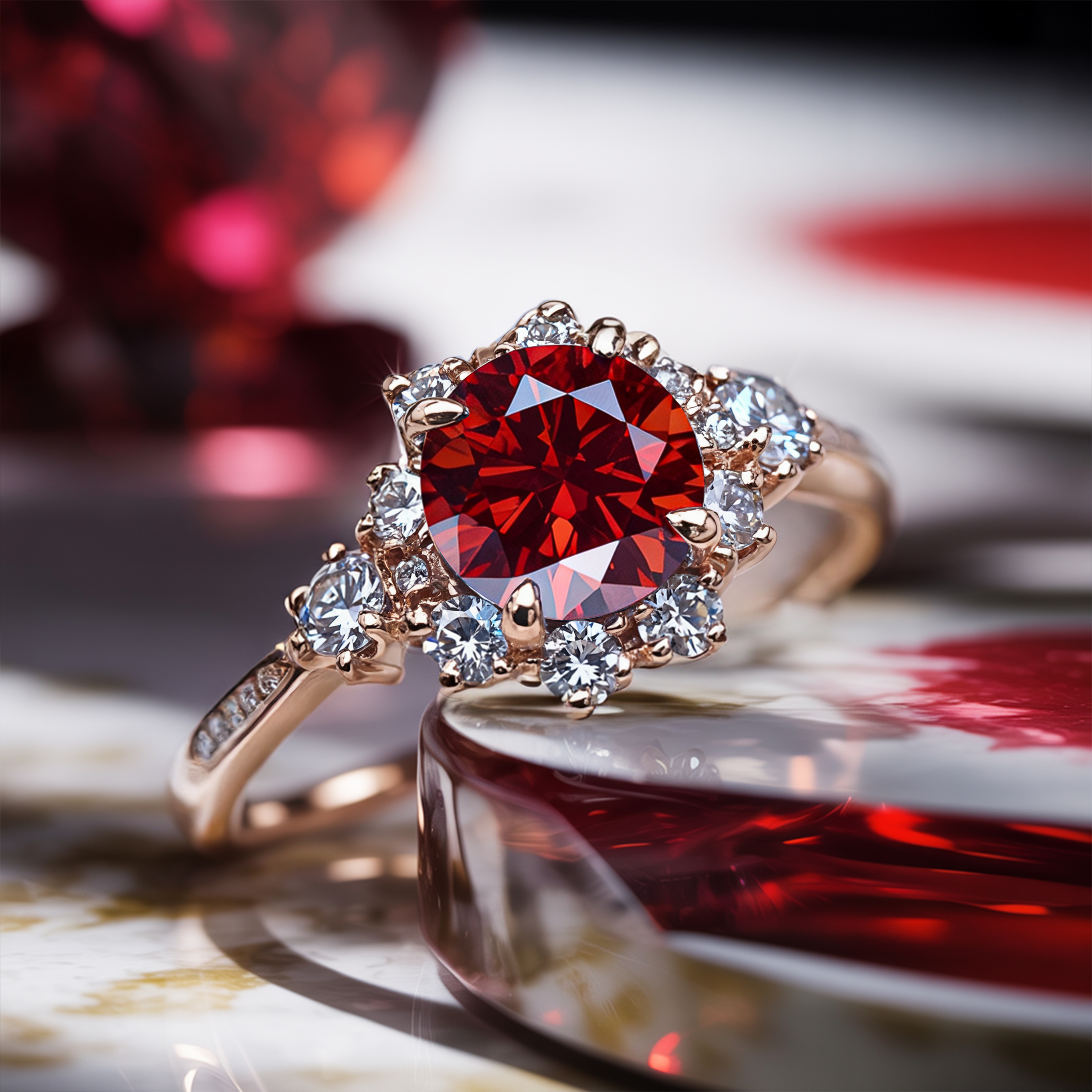 The Bethany - Red Moissanite Ring