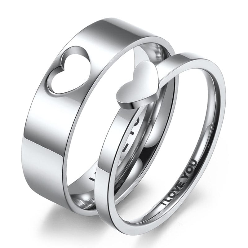 Personalisiertes passendes Herz-Layering-Paarring-Set