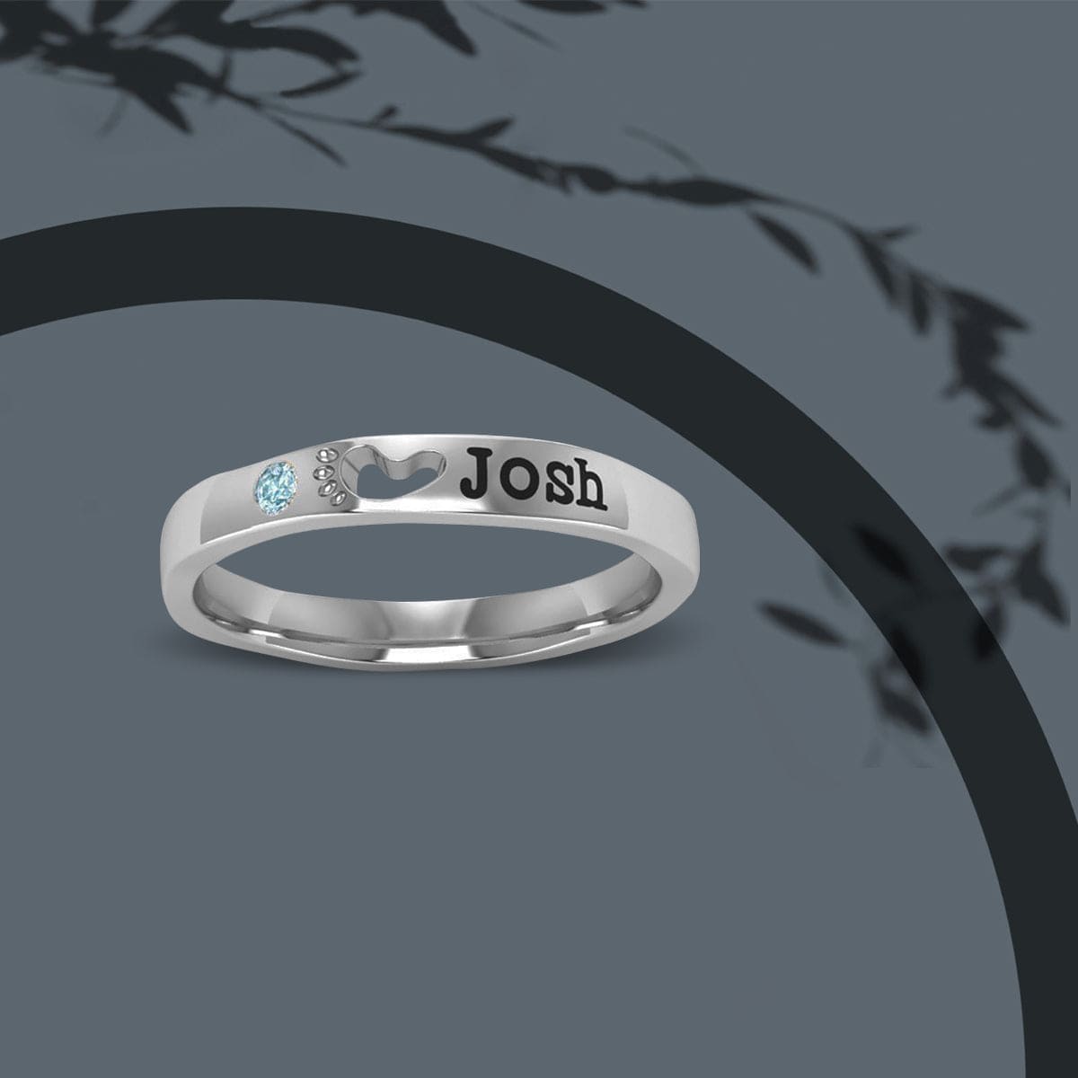 Personalisierter runder Geburtsstein-Namensring im Brillantschliff – S925 Sterling Silber