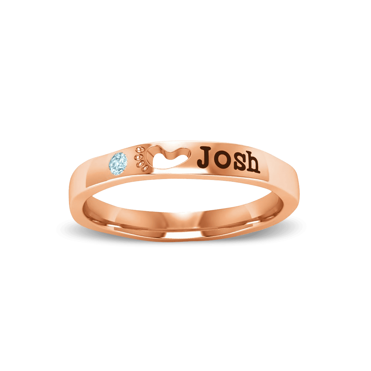 Personalisierter runder Geburtsstein-Namensring im Brillantschliff – S925 Sterling Silber