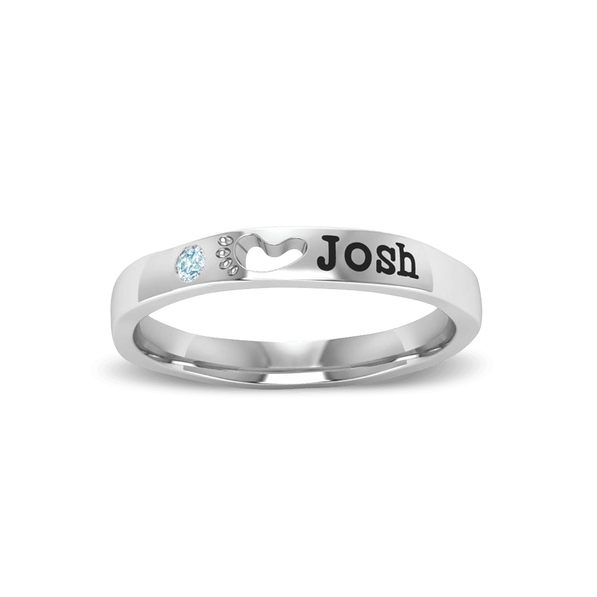 Personalisierter runder Geburtsstein-Namensring im Brillantschliff – S925 Sterling Silber