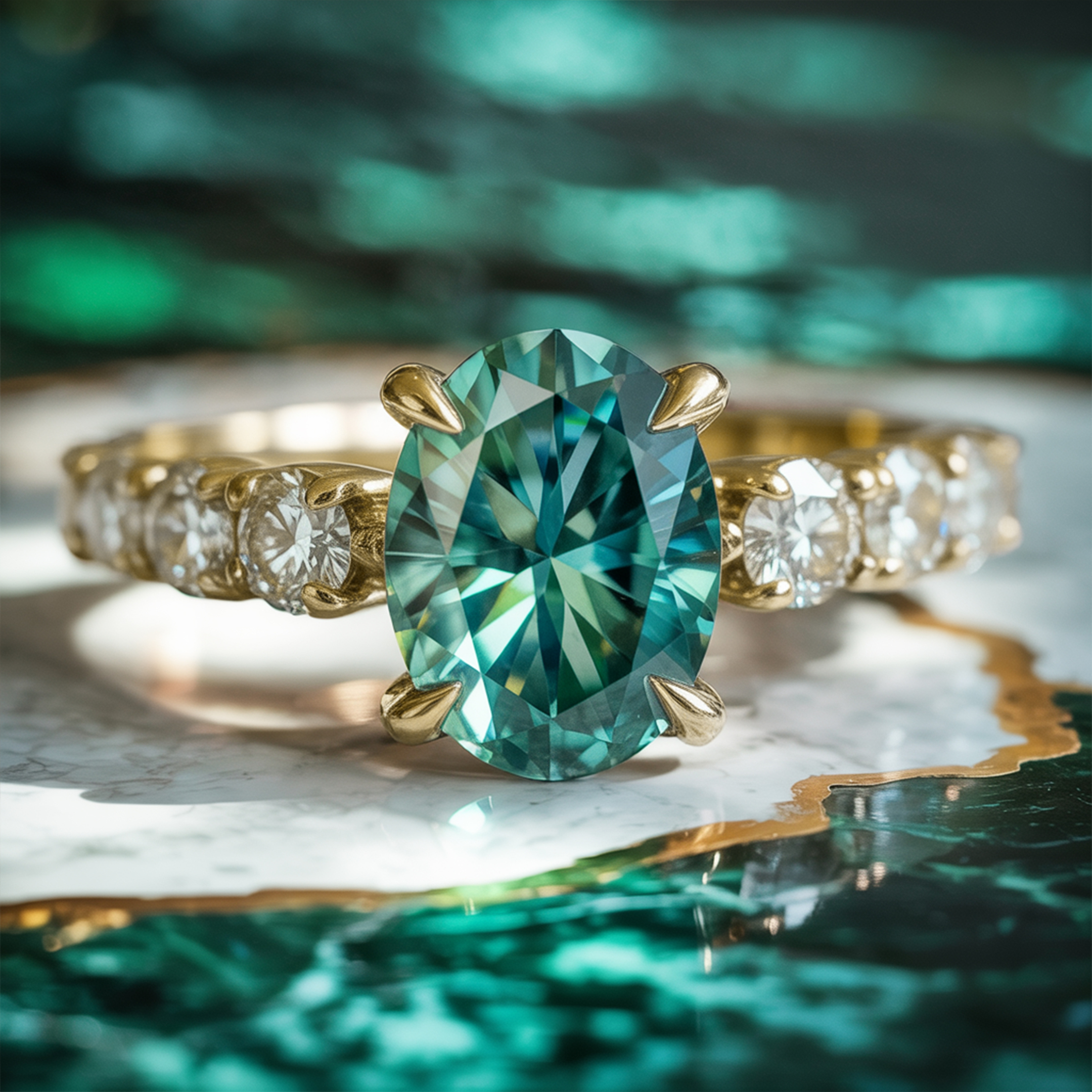 De Celestine - Groene Moissanite Ring