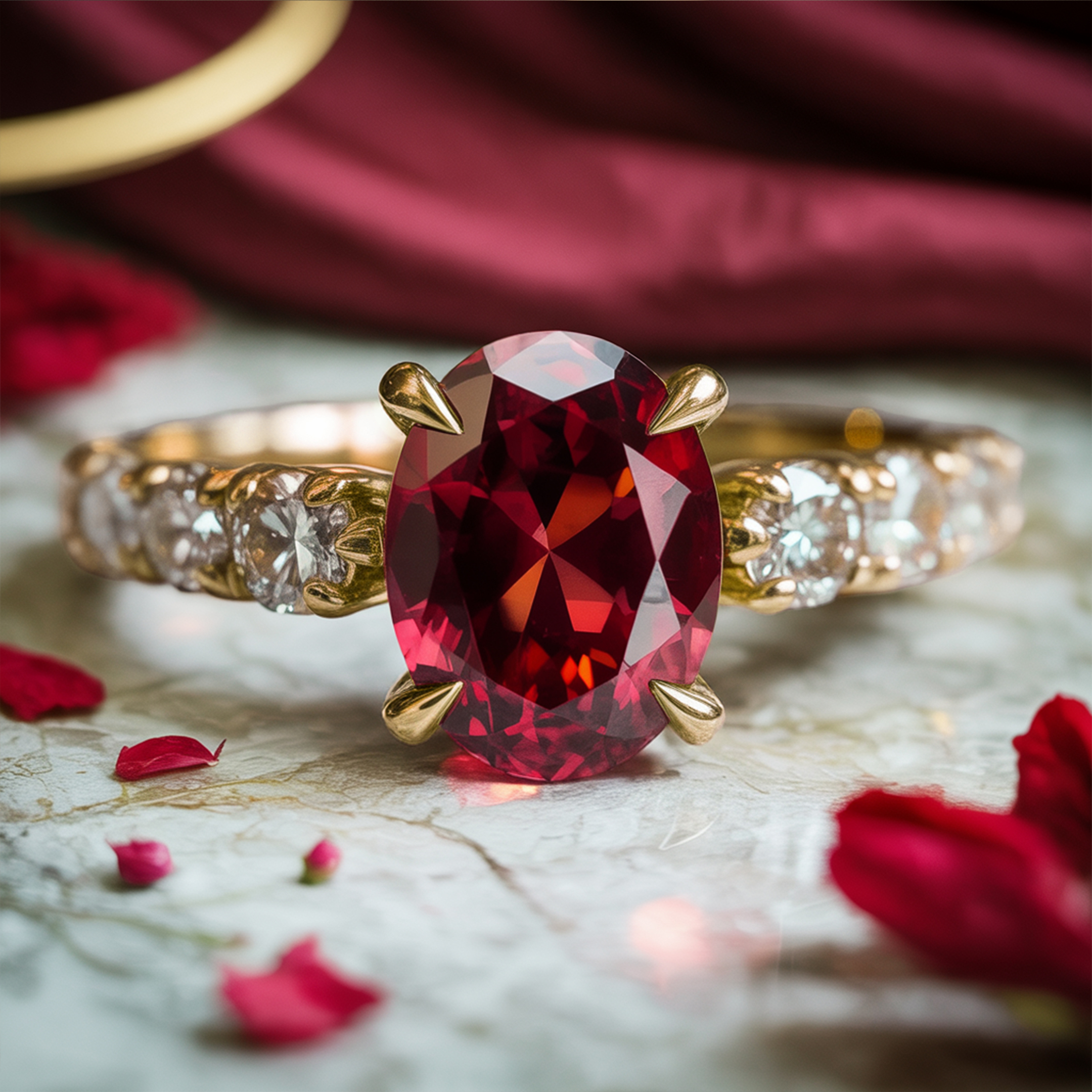 The Celestine - Red Moissanite Ring