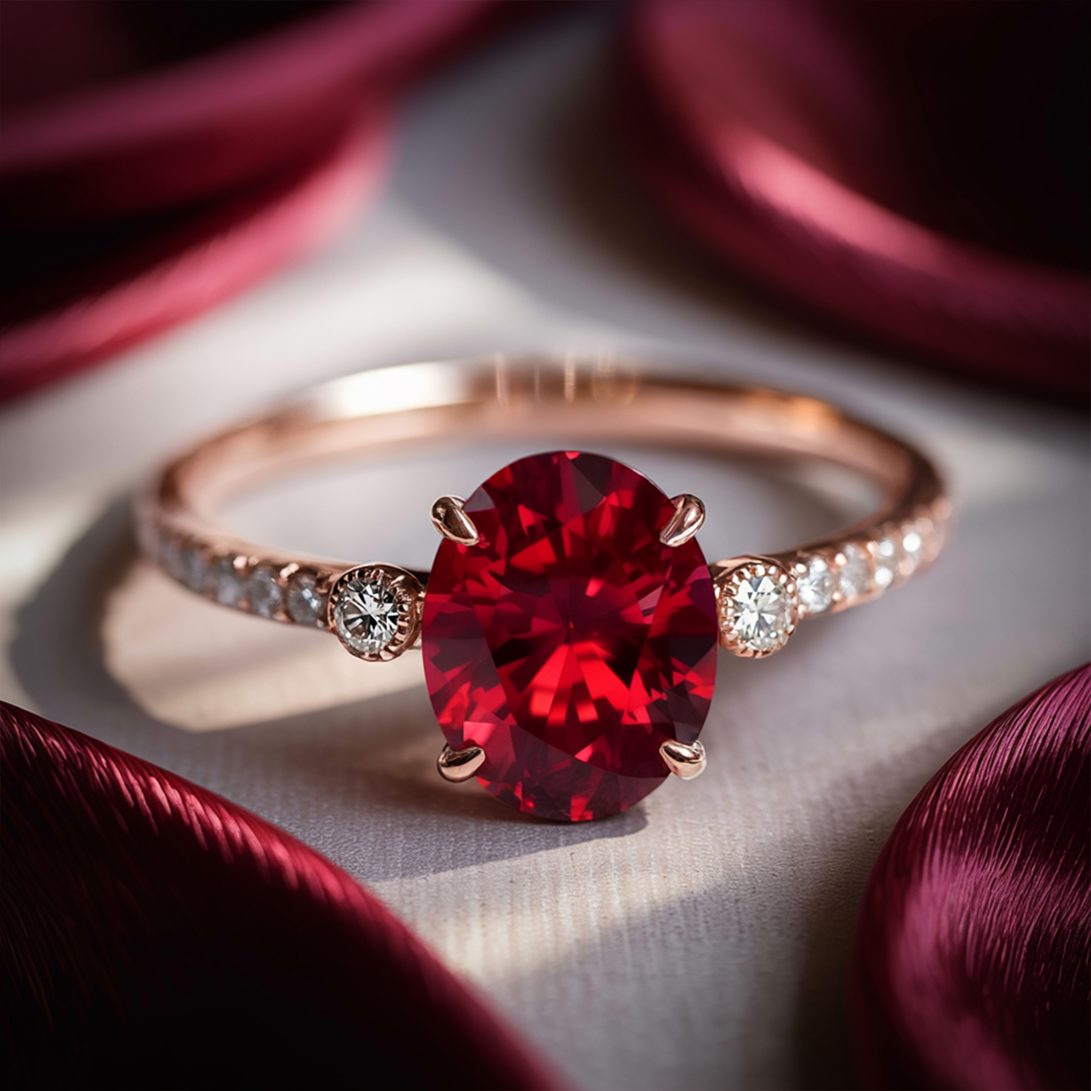 The Luna - Red Moissanite Ring