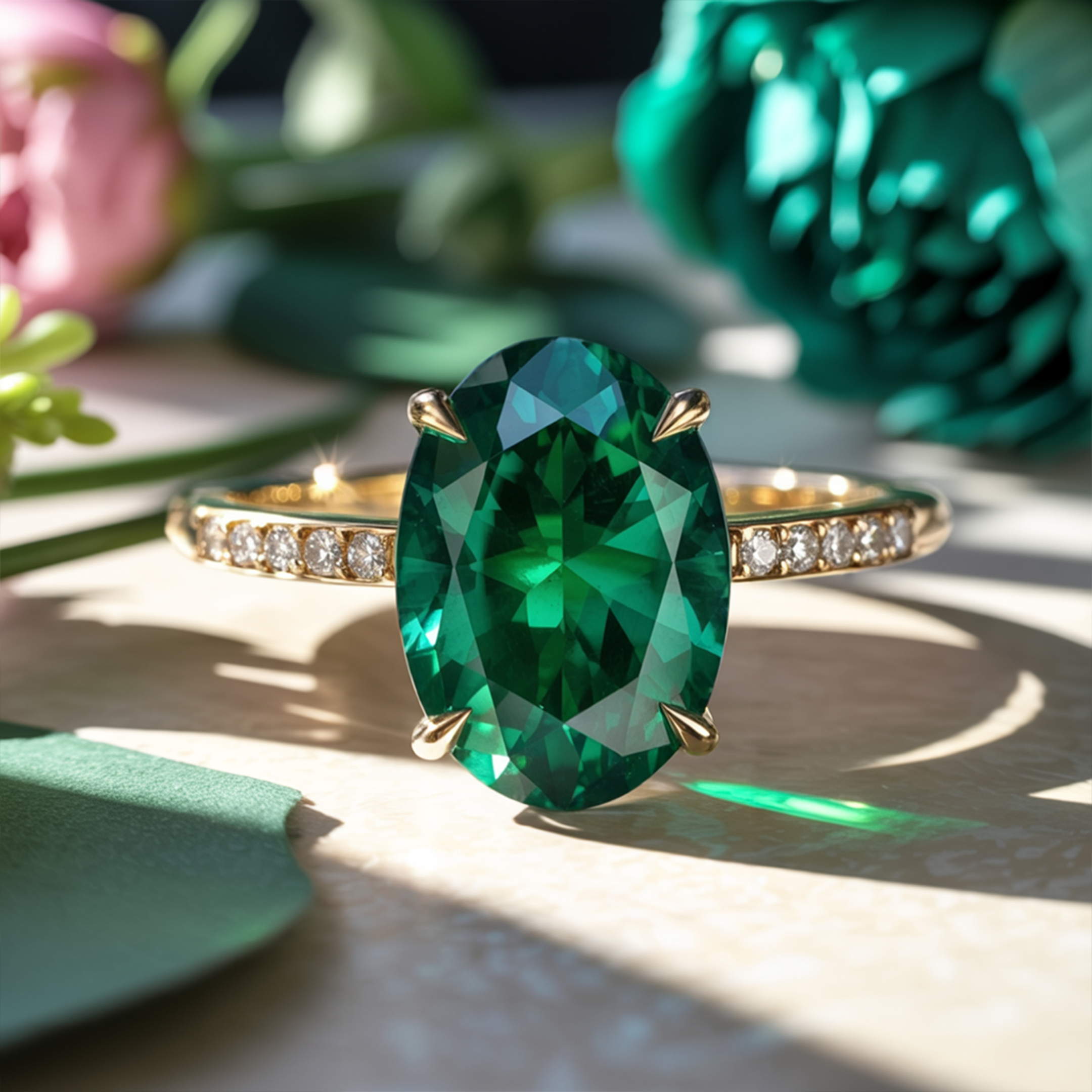 The Opaline - Green Moissanite Ring