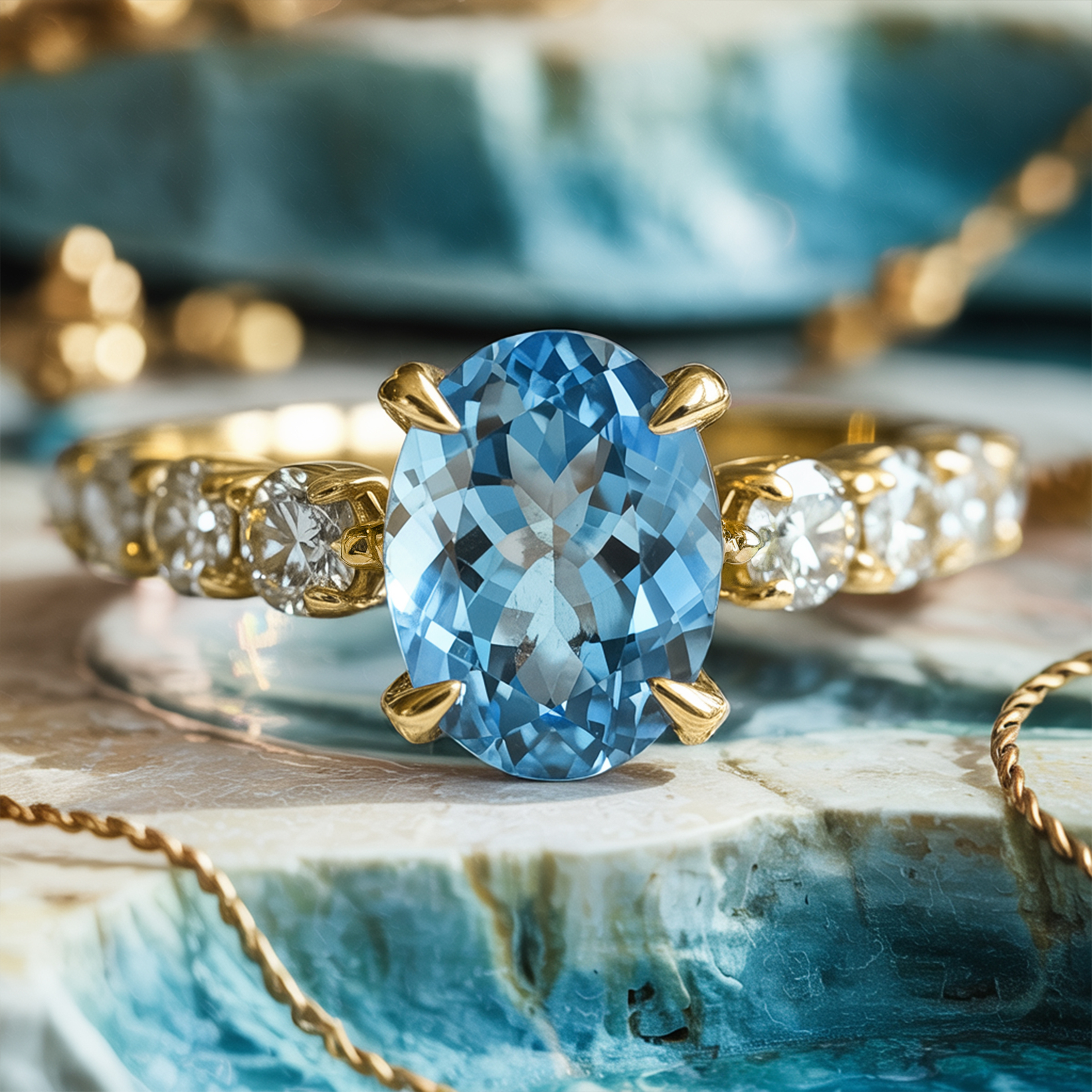 De Celestine - Blauwe Moissanite Ring